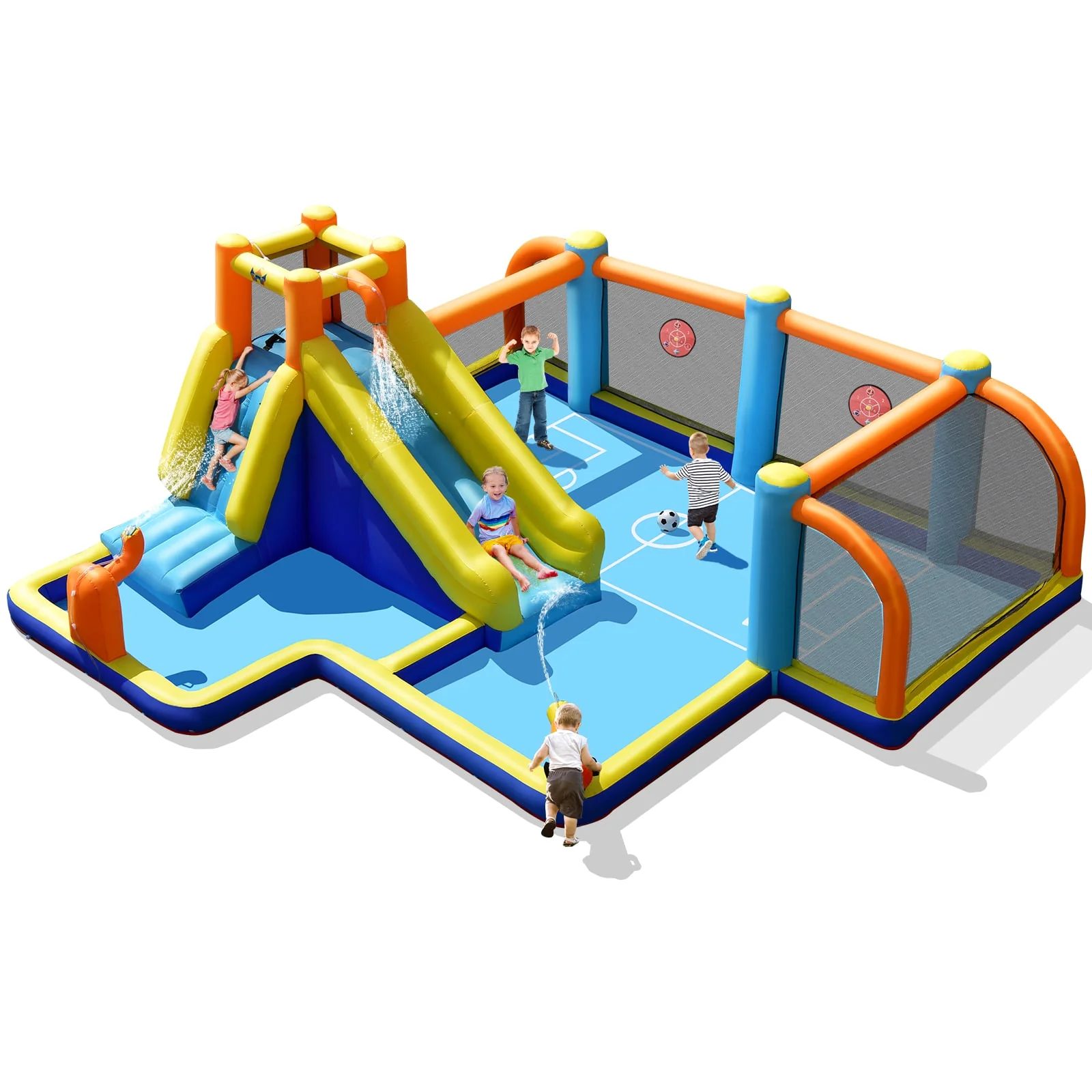 Giant Inflatable Water Slide Bouncer, Soccer Themed, Splash Pool - Image 3