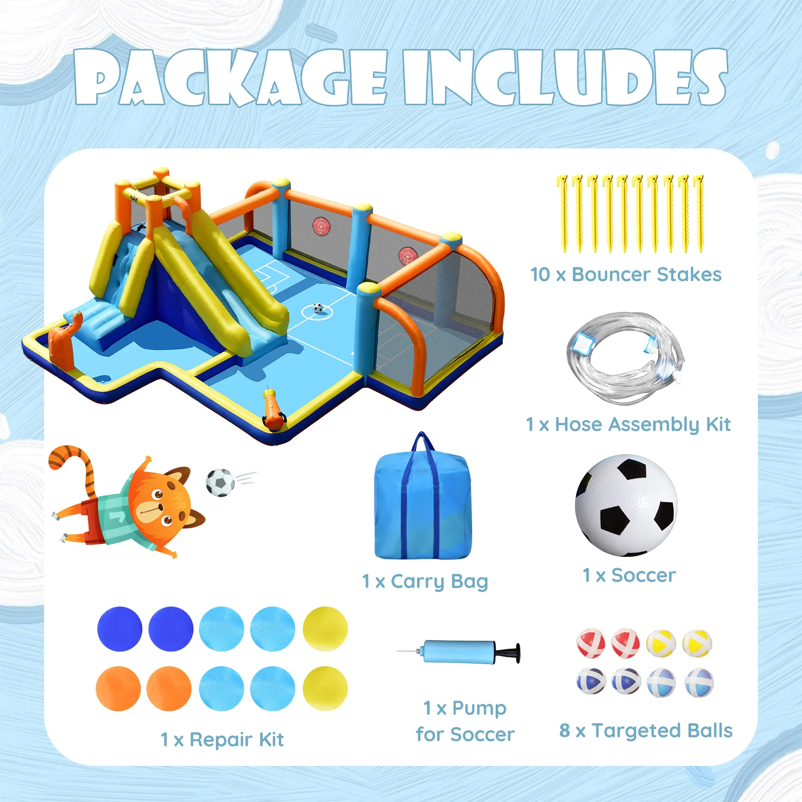Giant Inflatable Water Slide Bouncer, Soccer Themed, Splash Pool - Image 5