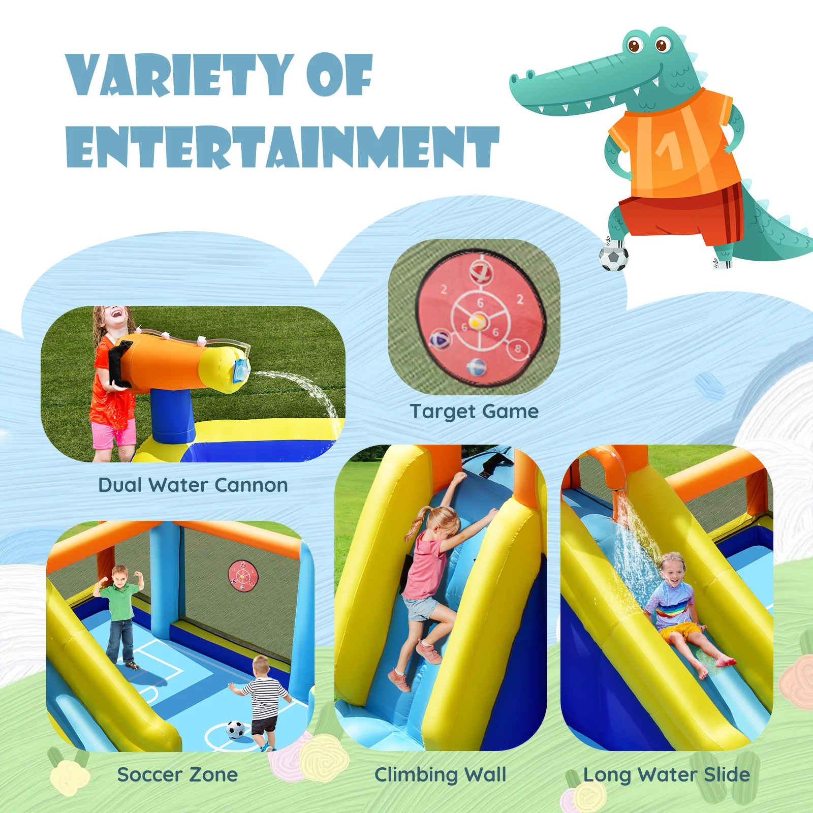 Giant Inflatable Water Slide Bouncer, Soccer Themed, Splash Pool - Image 7