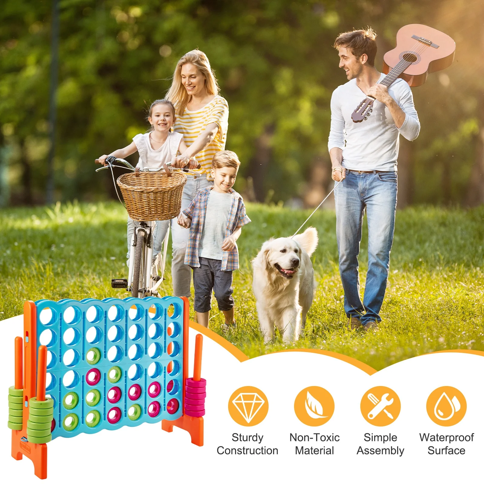 Giant Jumbo 4 In A Row Game Set, Light Blue - Image 3