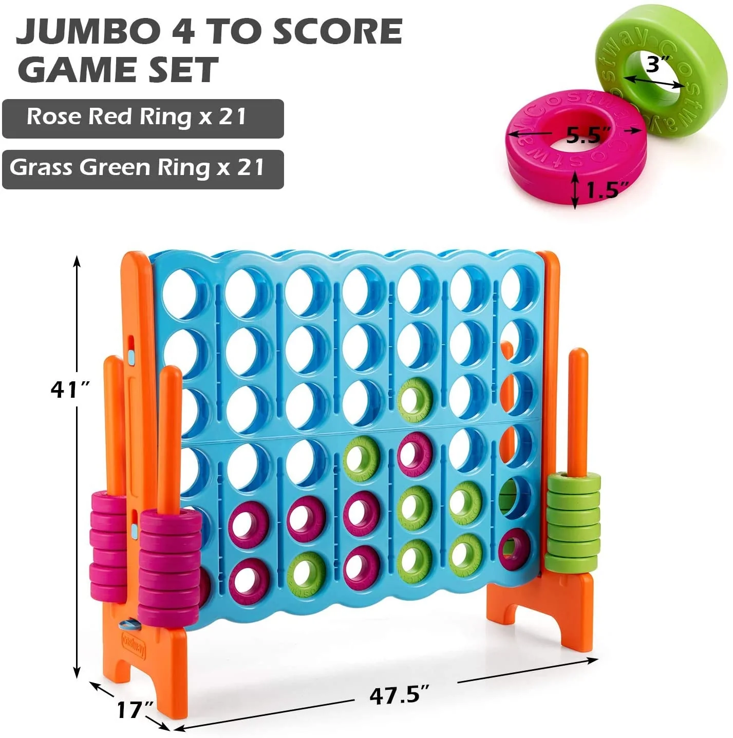 Giant Jumbo 4 In A Row Game Set, Light Blue - Image 5