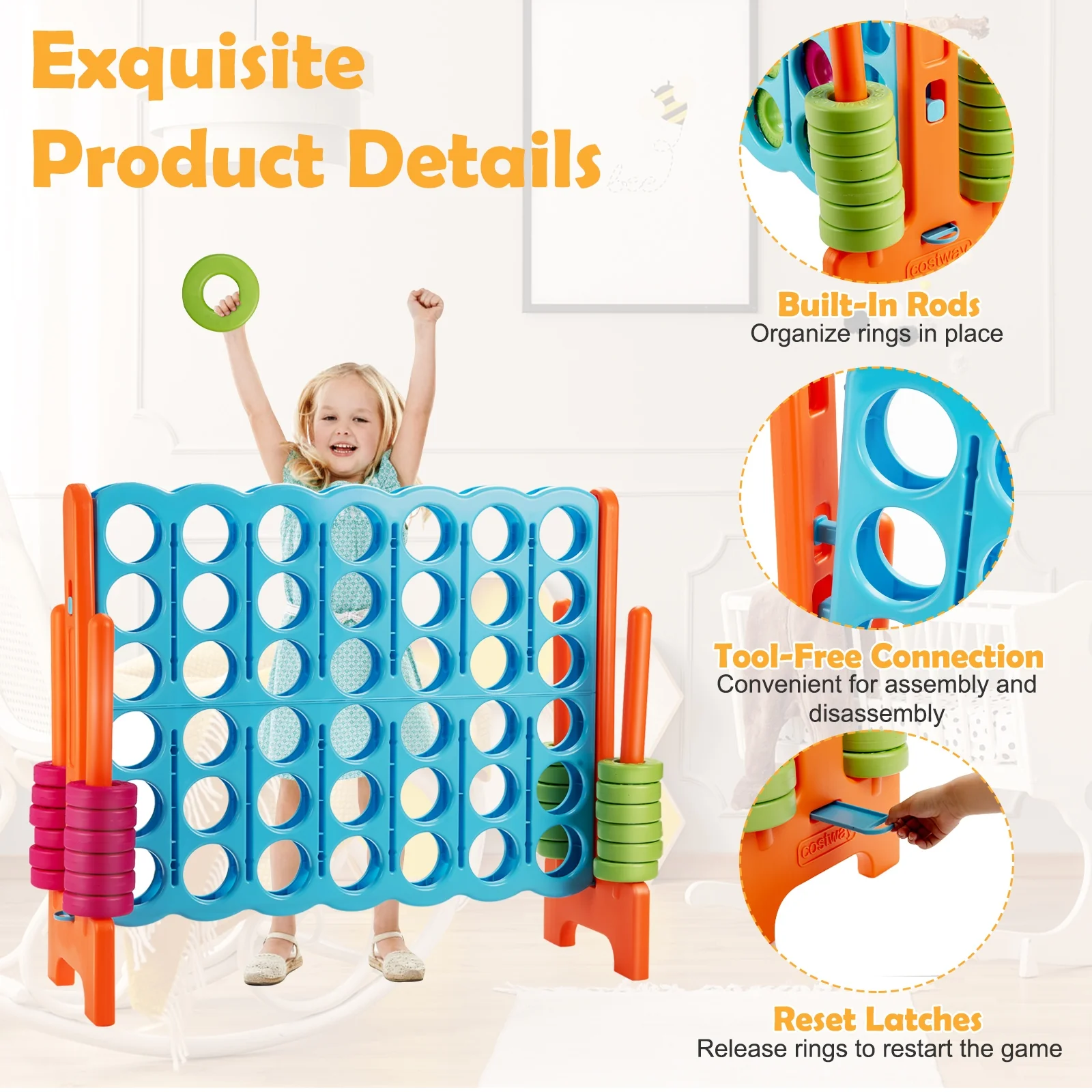 Giant Jumbo 4 In A Row Game Set, Light Blue - Image 9