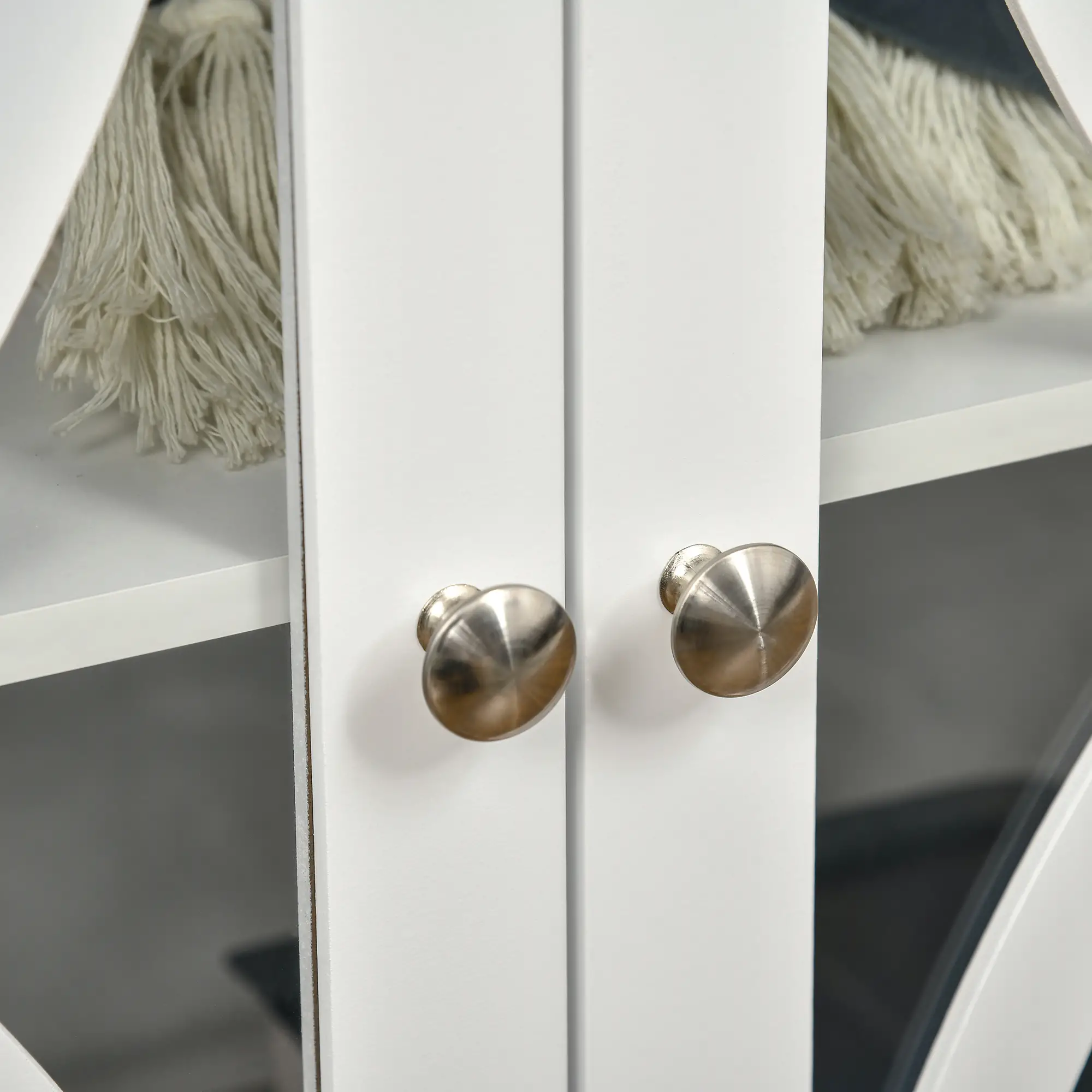 Glass Door Buffet Cabinet, Adjustable Shelf, 60cm, White - Image 10