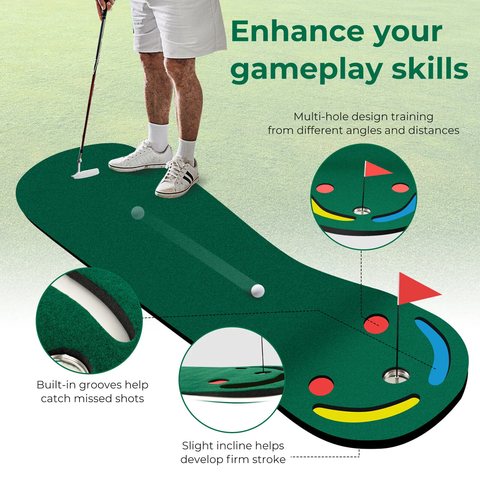 Golf Putting Green Set, Indoor Outdoor, Green - Image 8
