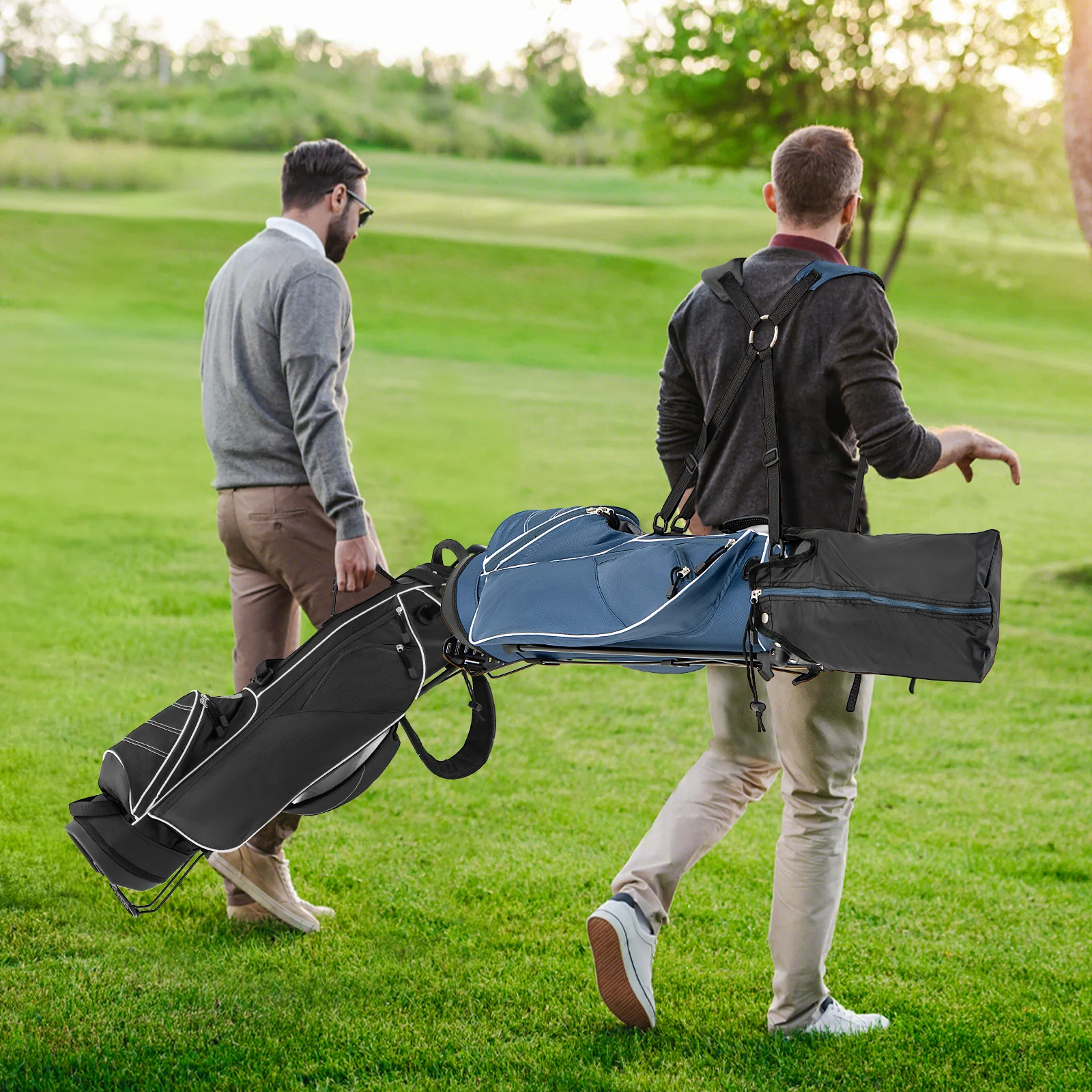 Golf Stand Cart Bag, 4 Way Divider, Blue - Image 3