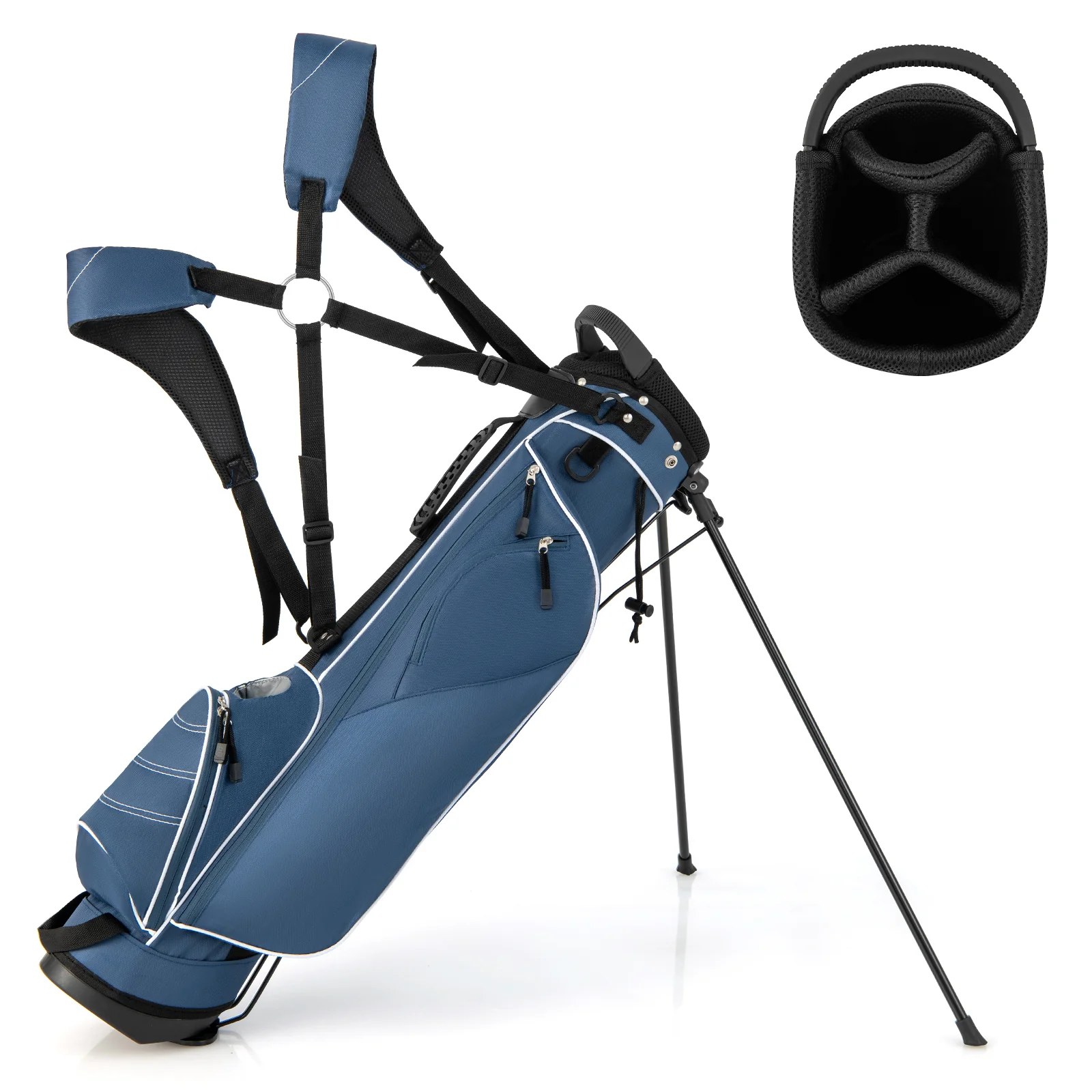 Golf Stand Cart Bag, 4 Way Divider, Blue - Image 4