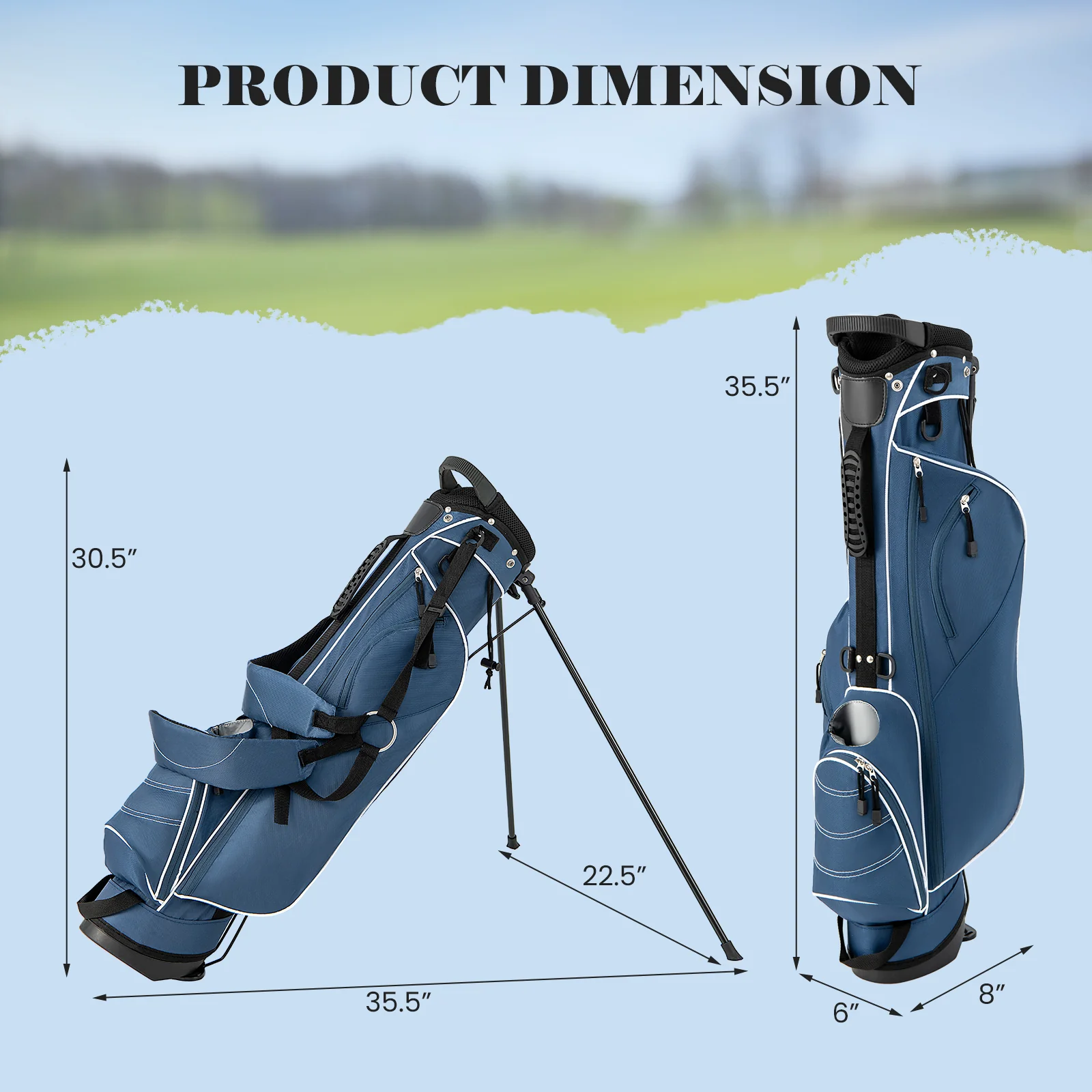 Golf Stand Cart Bag, 4 Way Divider, Blue - Image 5