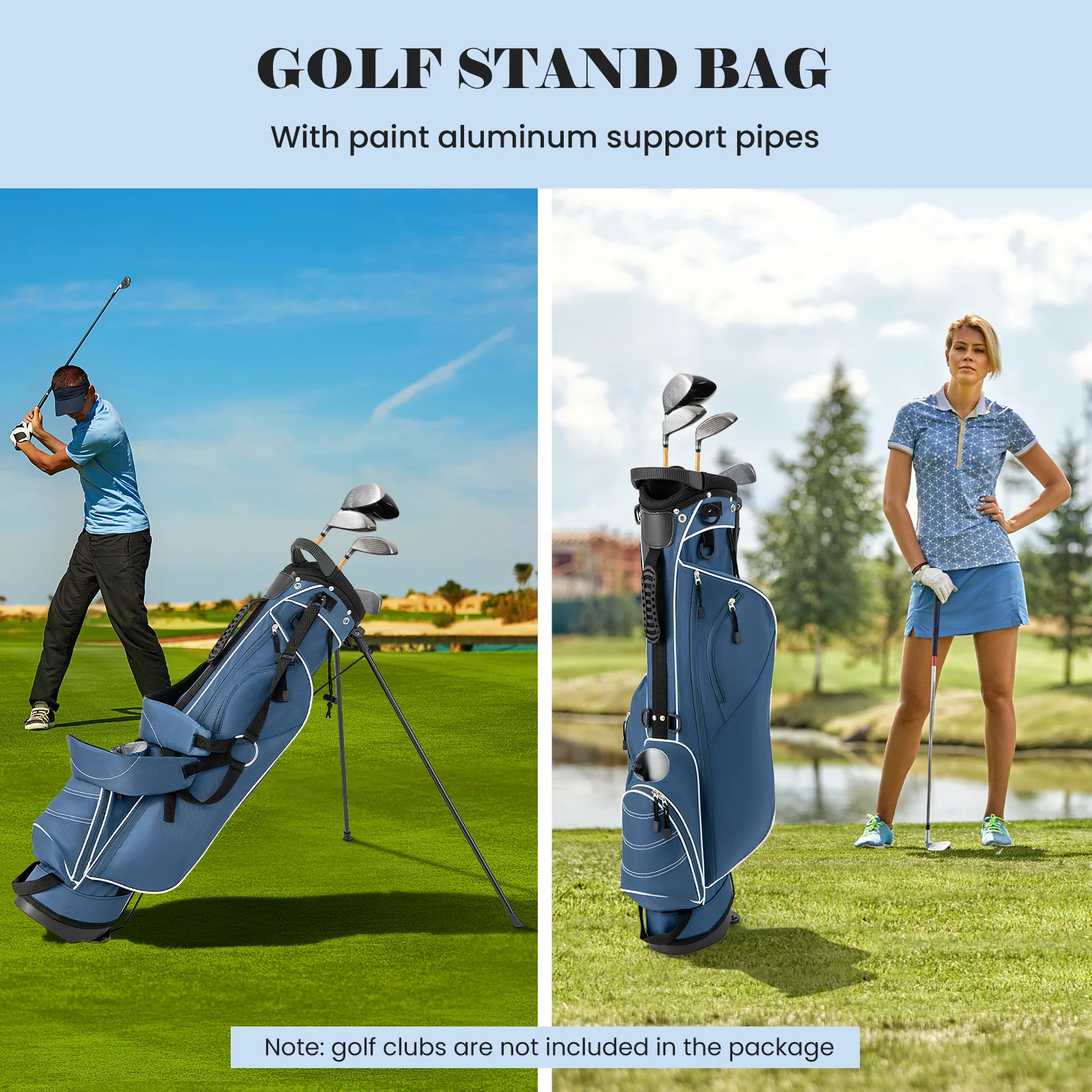 Golf Stand Cart Bag, 4 Way Divider, Blue - Image 7