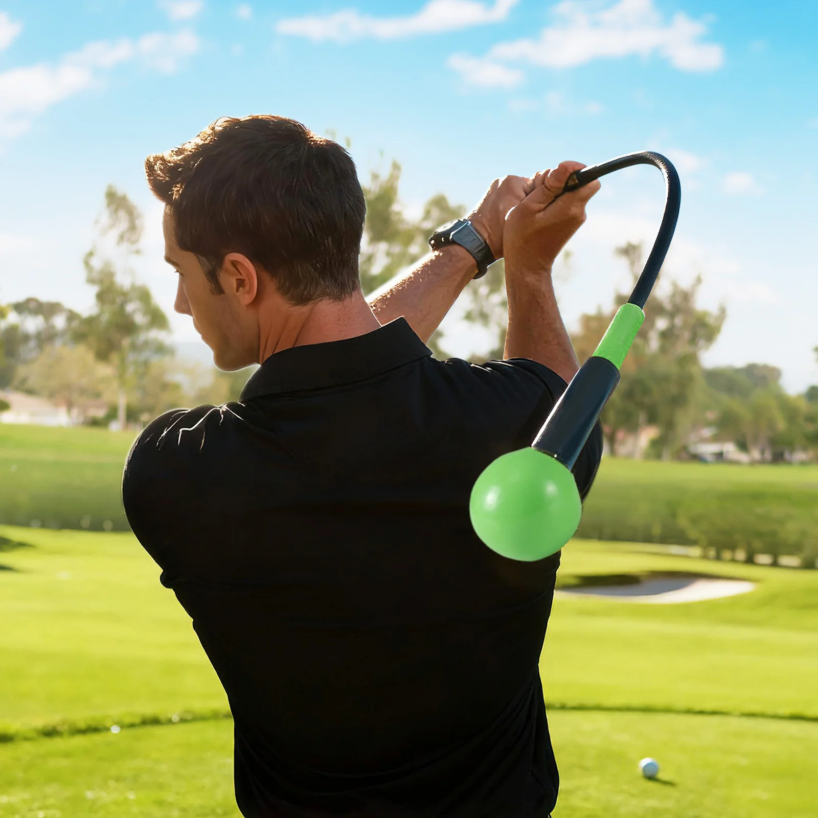 Golf Swing Trainer Aid 47inch/40inch/31.5inch Warm-up Practice Stick with Weighted Head for Grip, Green - Image 2