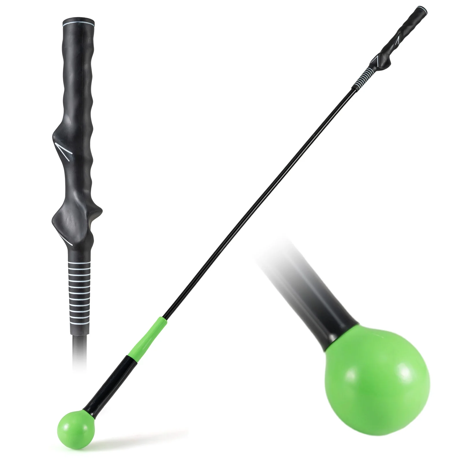 Golf Swing Trainer Aid 47inch/40inch/31.5inch Warm-up Practice Stick with Weighted Head for Grip, Green - Image 4