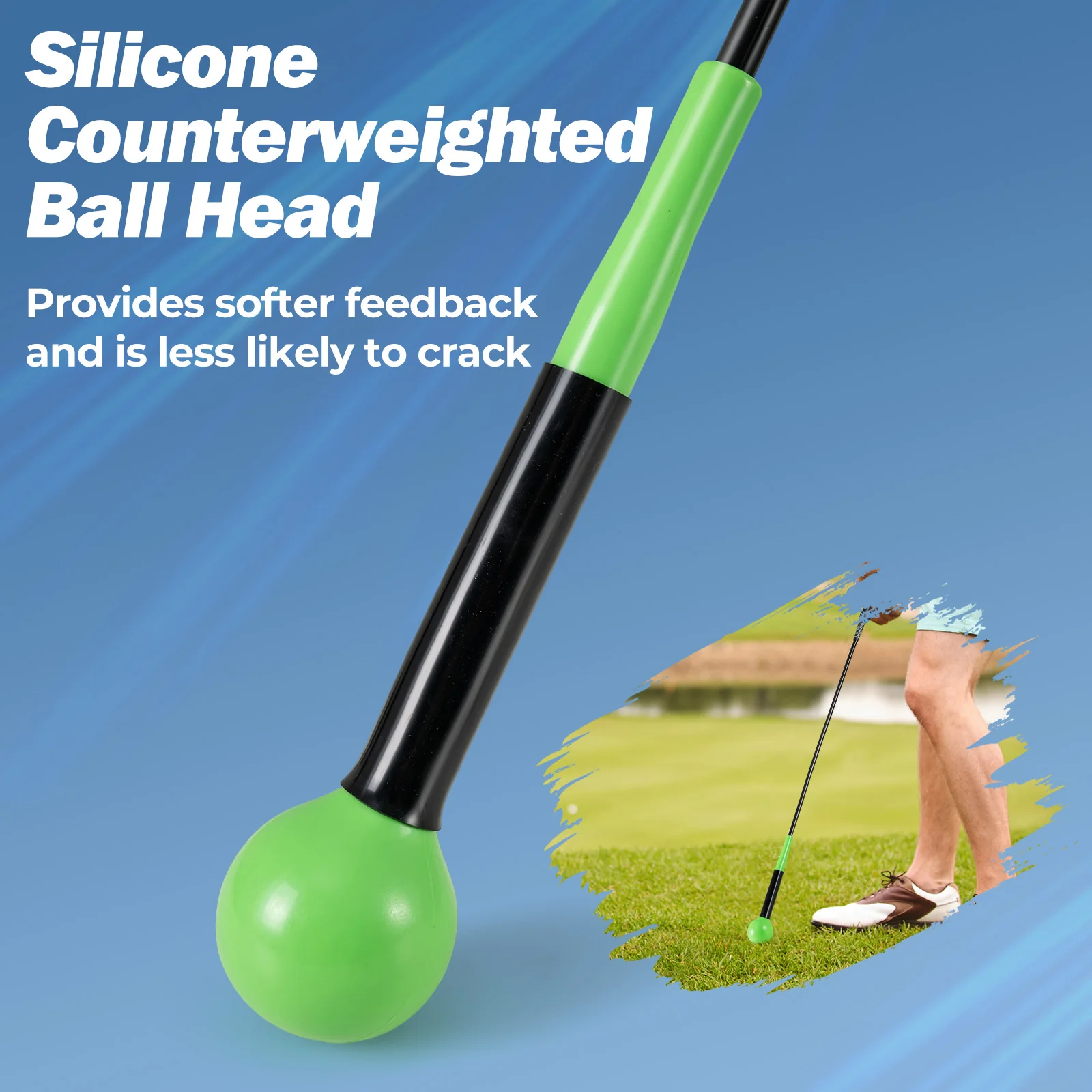 Golf Swing Trainer Aid 47inch/40inch/31.5inch Warm-up Practice Stick with Weighted Head for Grip, Green - Image 8
