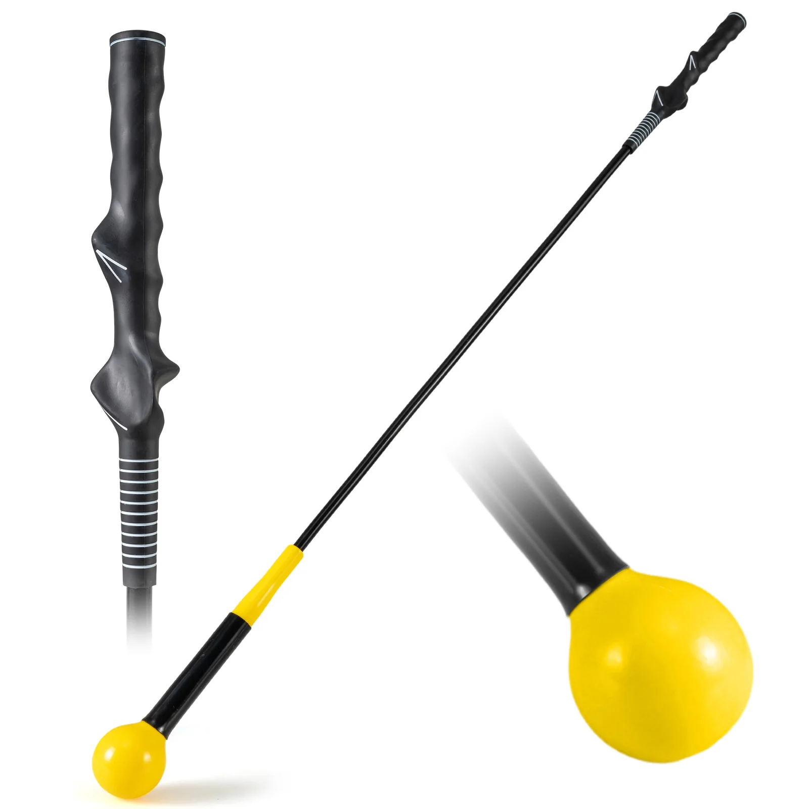 Golf Swing Trainer Aid 47inch/40inch/31.5inch Warm-up Practice Stick with Weighted Head for Grip, Yellow - Image 4