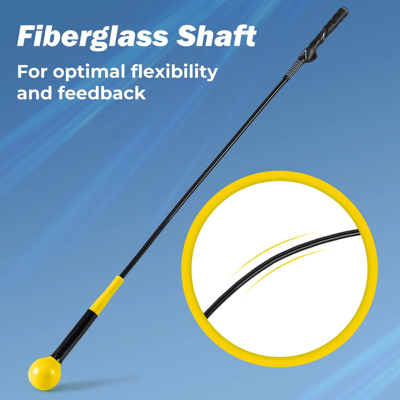 Golf Swing Trainer Aid 47inch/40inch/31.5inch Warm-up Practice Stick with Weighted Head for Grip, Yellow - Image 9