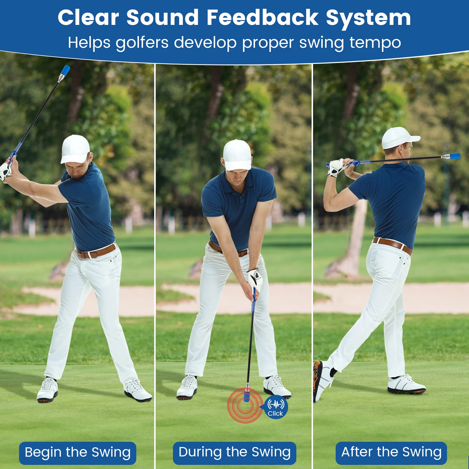 Golf Swing Trainer Click Stick Swing Training Aid for Speed Flexibility Balance, Blue - Image 7