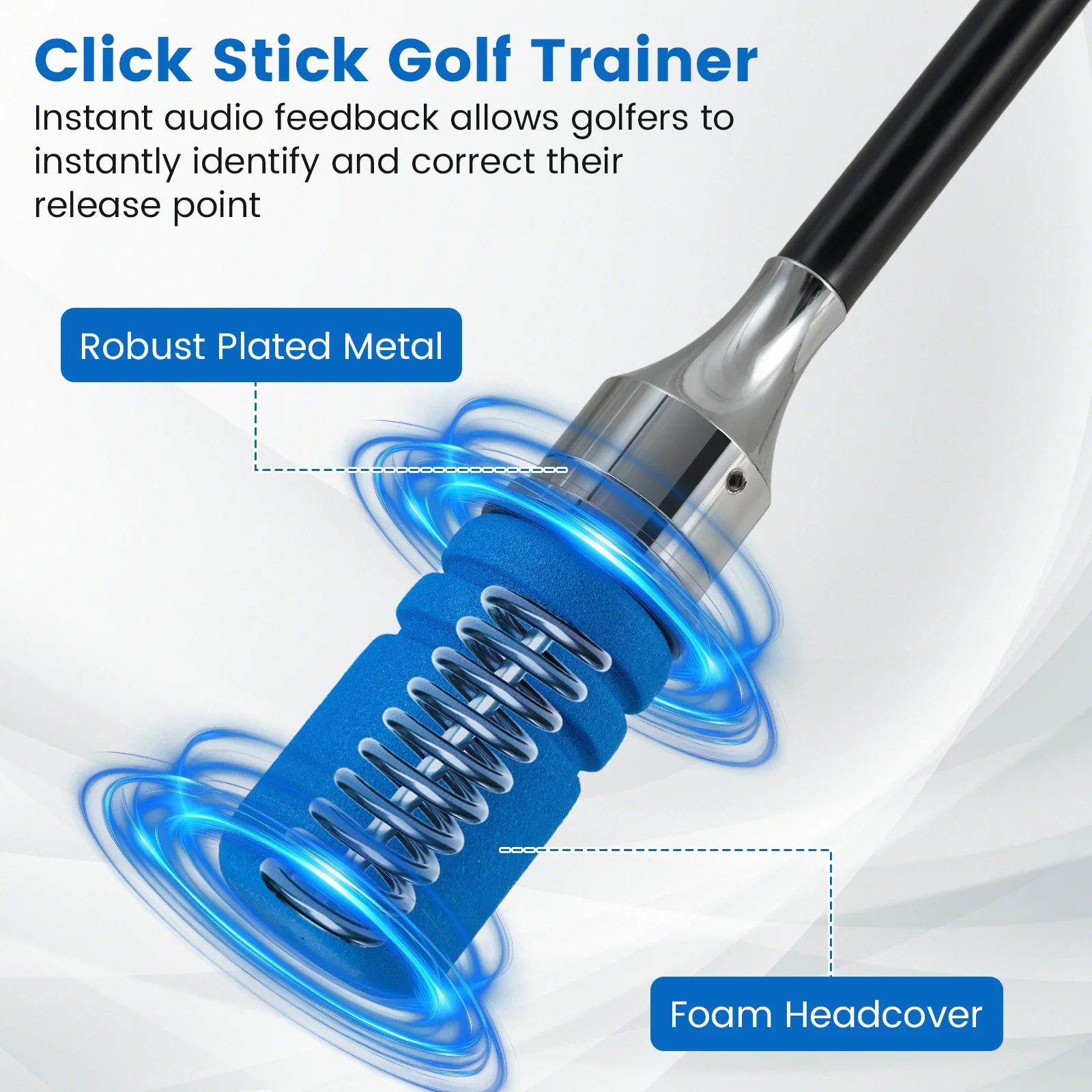 Golf Swing Trainer Click Stick Swing Training Aid for Speed Flexibility Balance, Blue - Image 8
