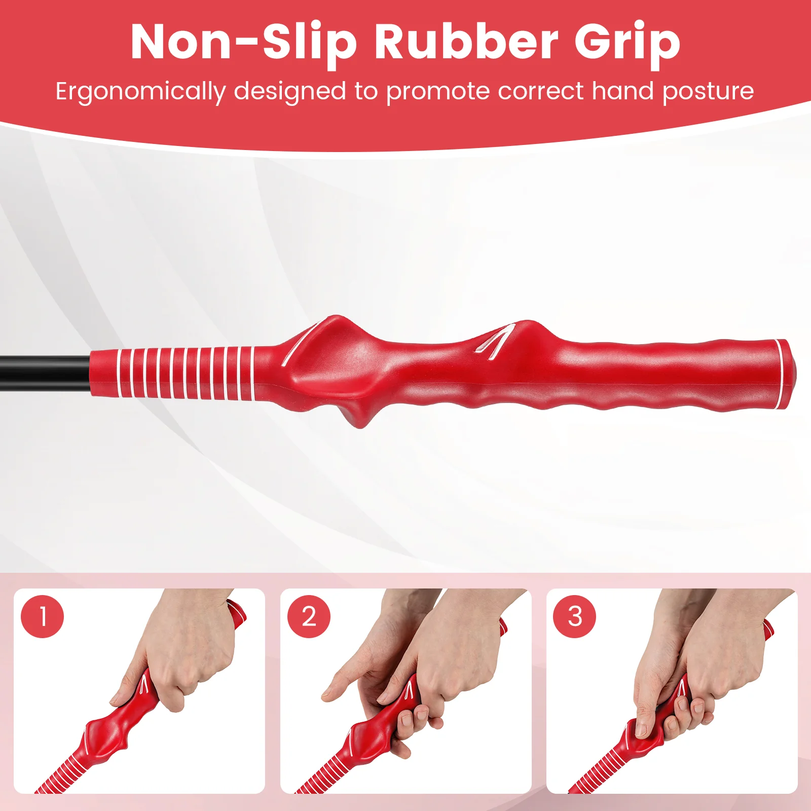 Golf Swing Trainer Click Stick Swing Training Aid for Speed Flexibility Balance, Red - Image 10