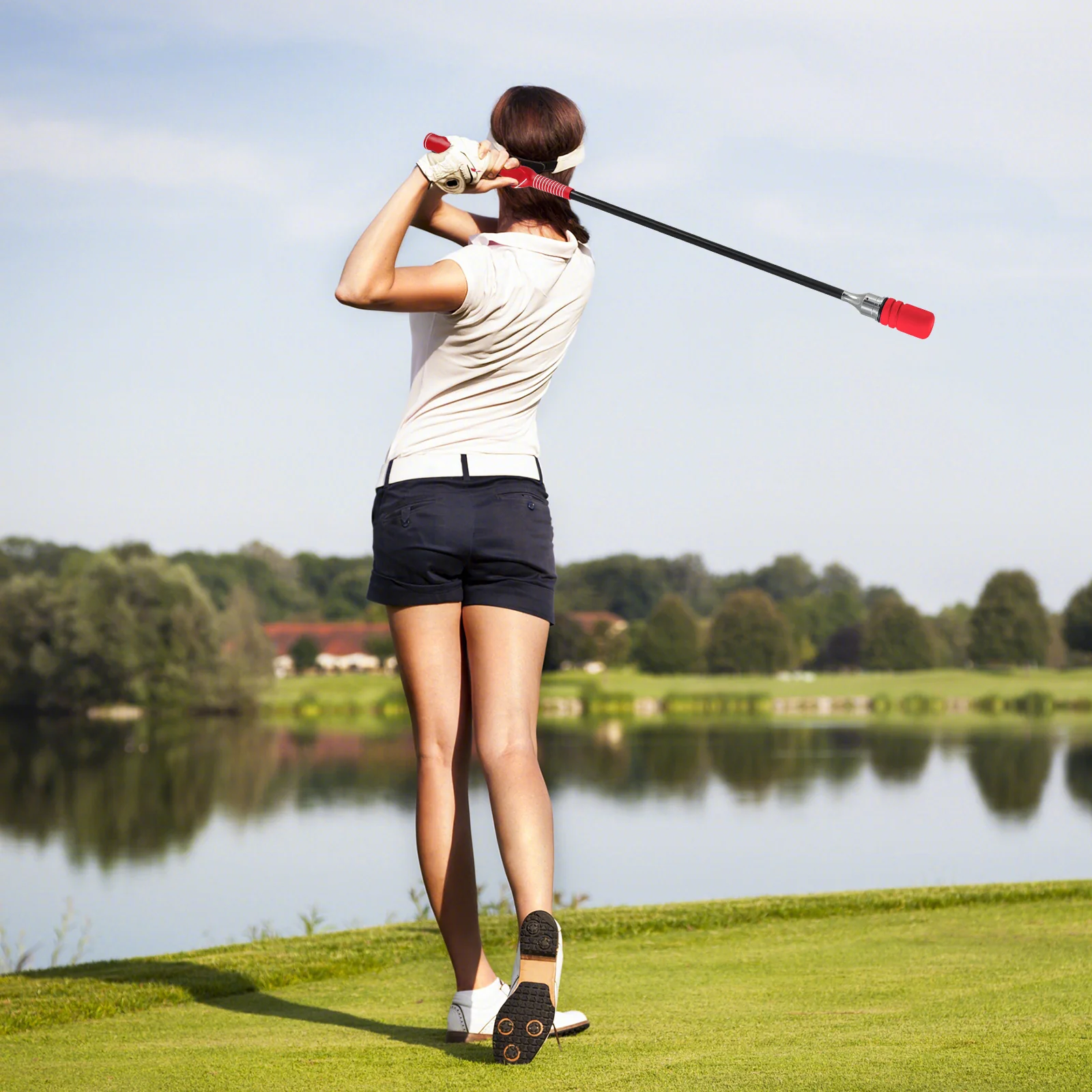 Golf Swing Trainer Click Stick Swing Training Aid for Speed Flexibility Balance, Red - Image 2