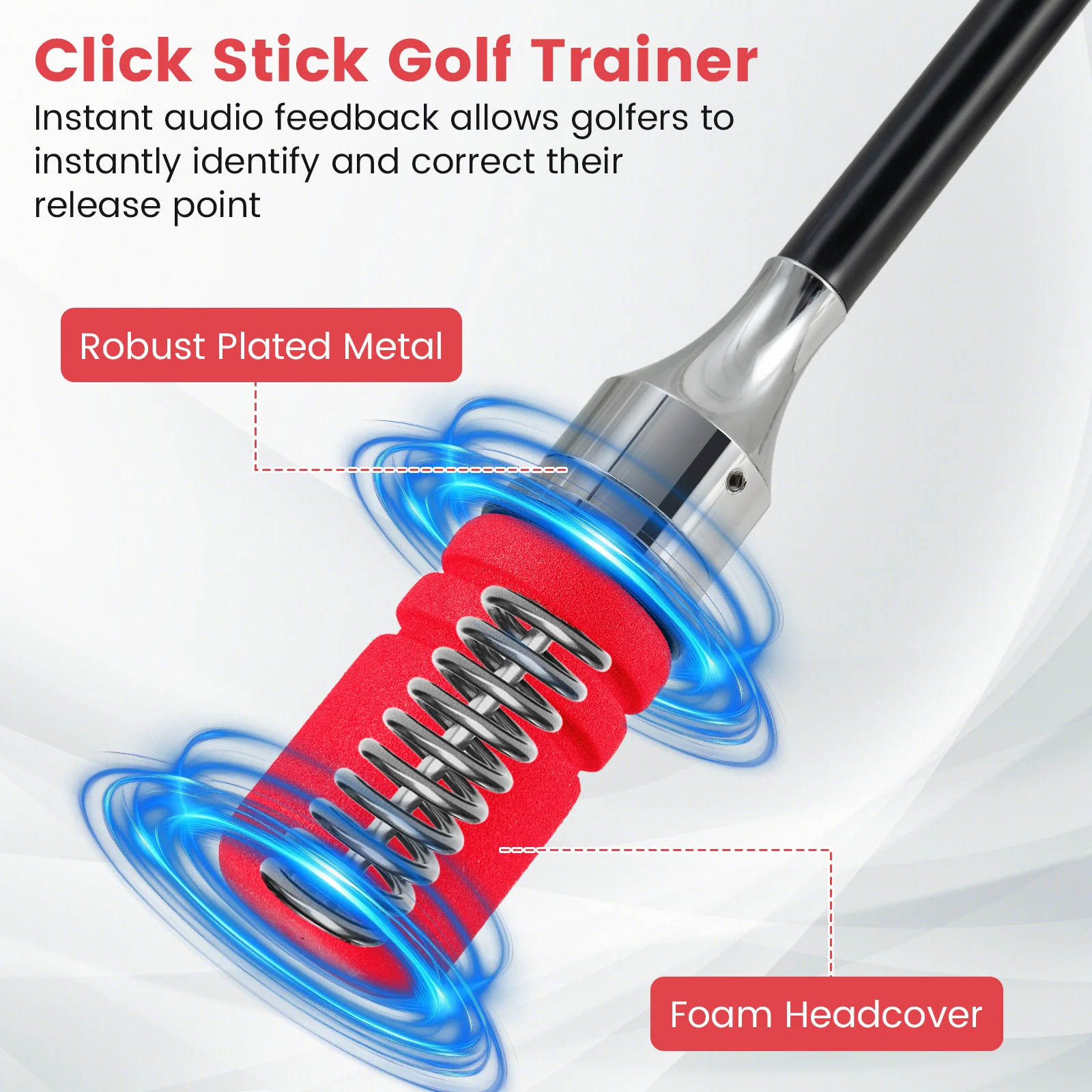 Golf Swing Trainer Click Stick Swing Training Aid for Speed Flexibility Balance, Red - Image 8