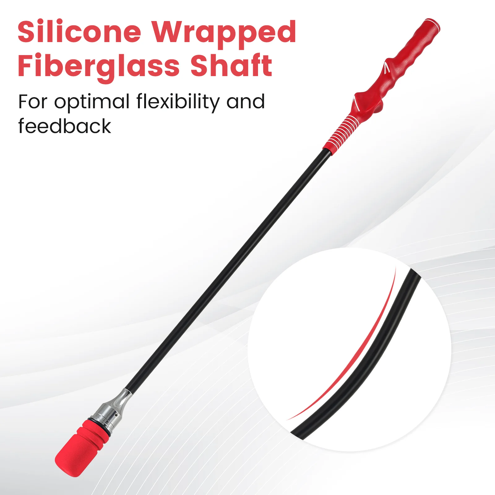 Golf Swing Trainer Click Stick Swing Training Aid for Speed Flexibility Balance, Red - Image 9