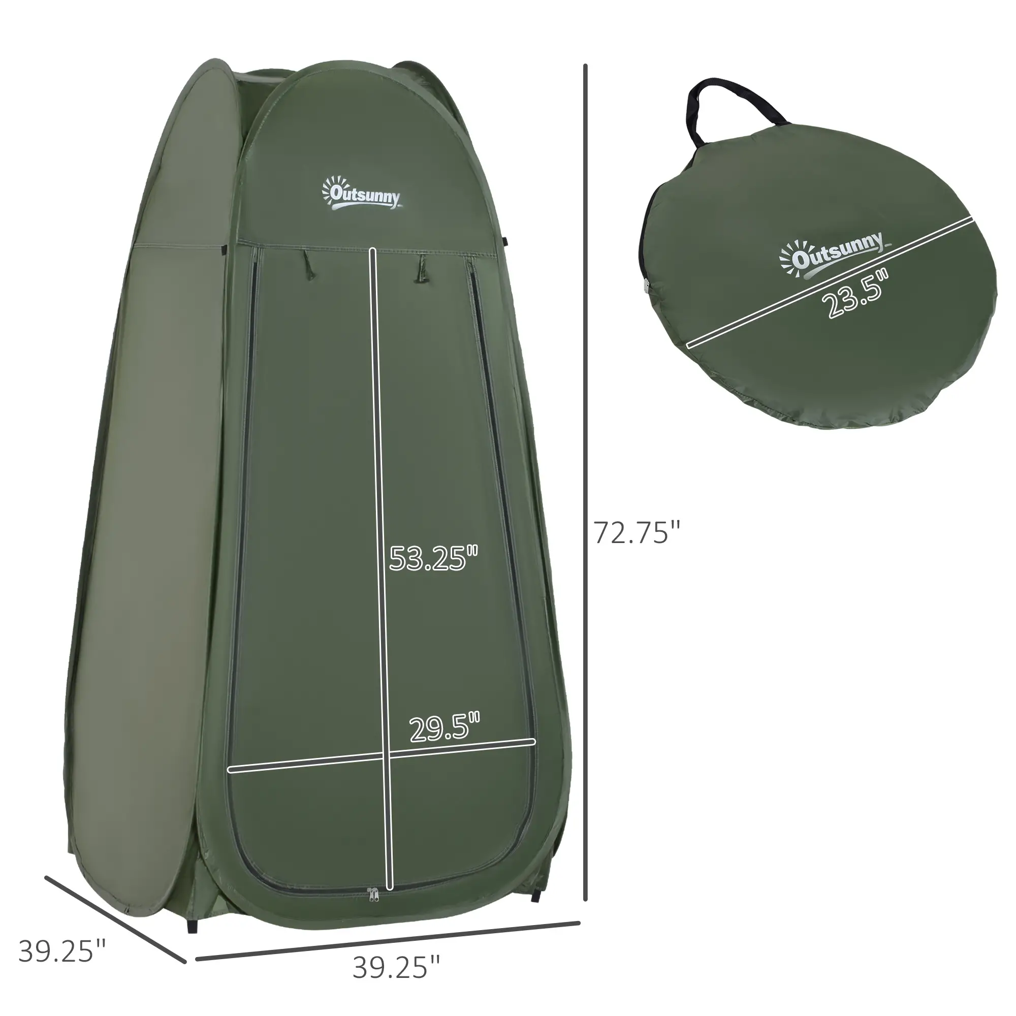 Green Popup Shower Tent, Portable Changing Room, Green - Image 3