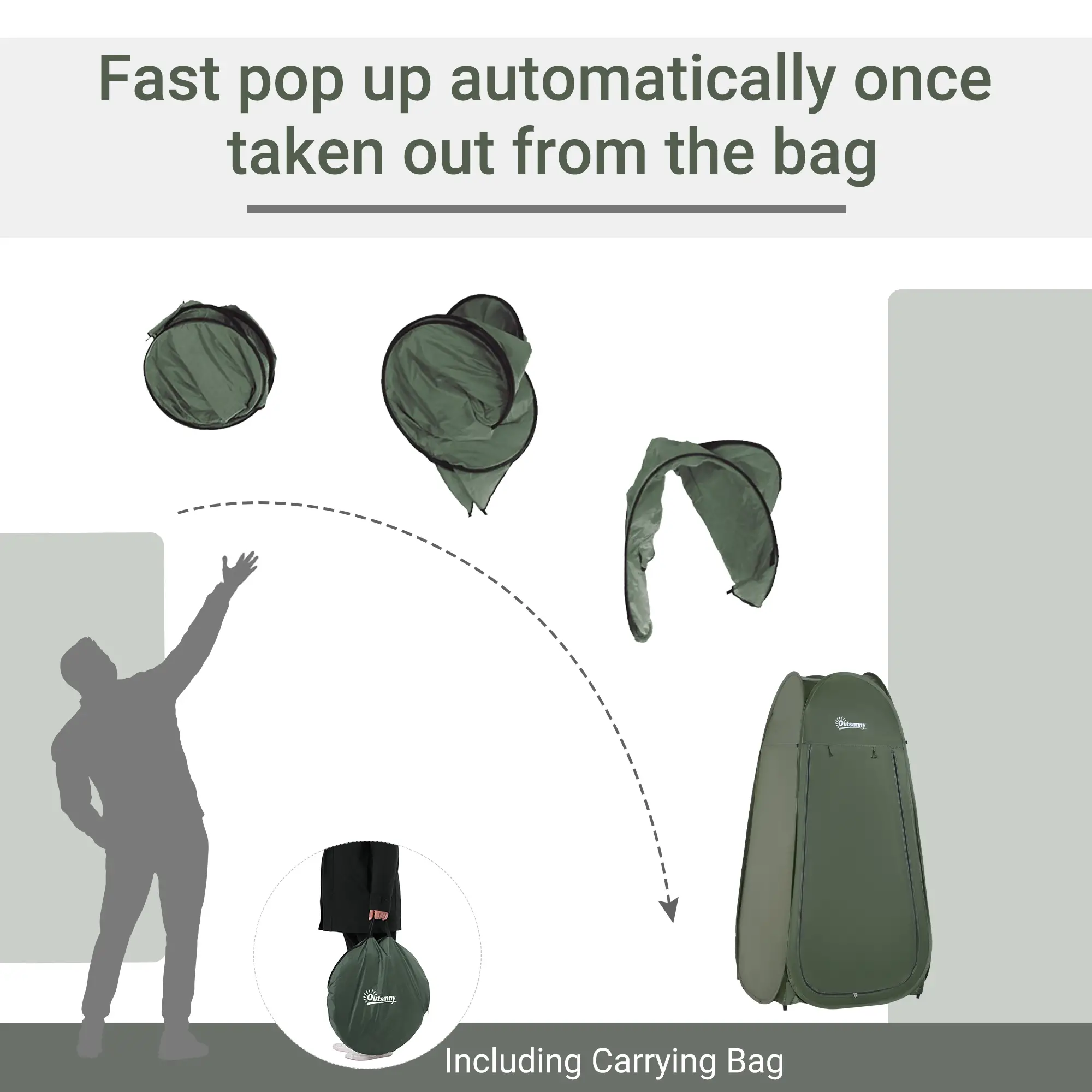 Green Popup Shower Tent, Portable Changing Room, Green - Image 4