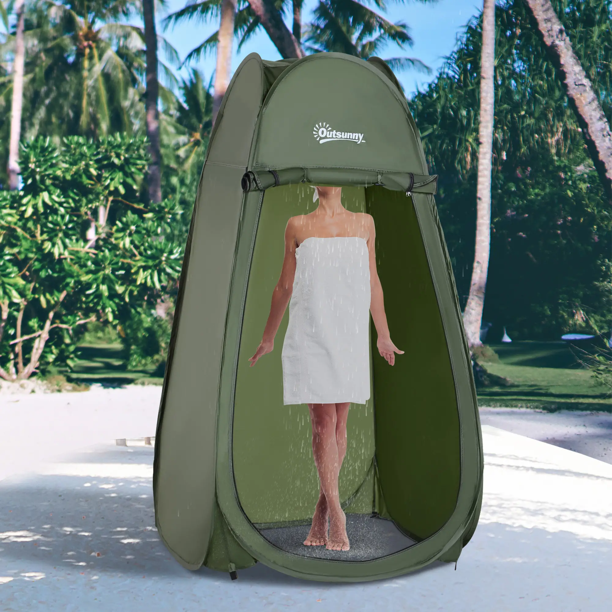 Green Popup Shower Tent, Portable Changing Room, Green - Image 8