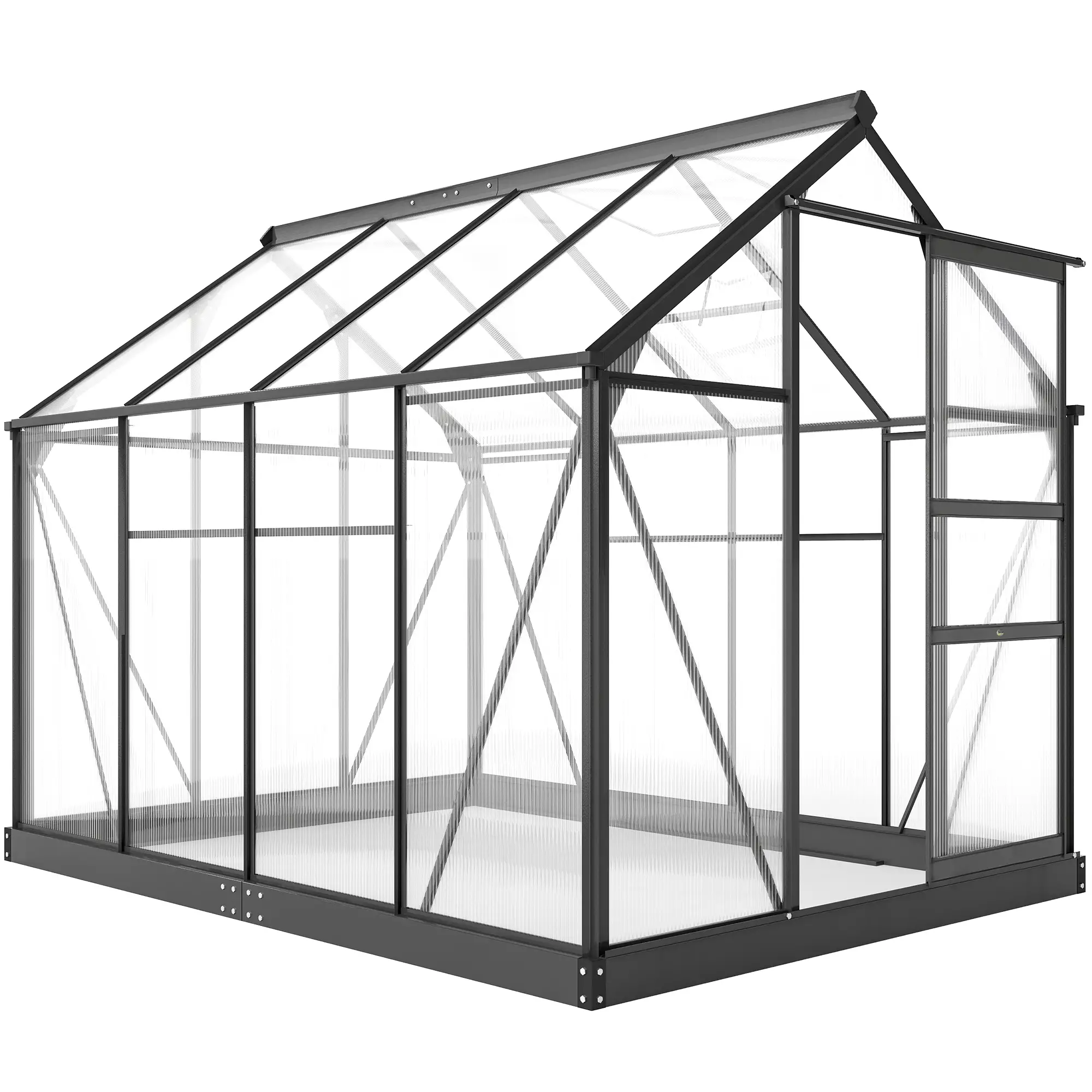 Greenhouse Garden, Outdoor Kit, PC Board Sliding Door, 6.2' x 8.3' x 6.6', Grey - Image 11