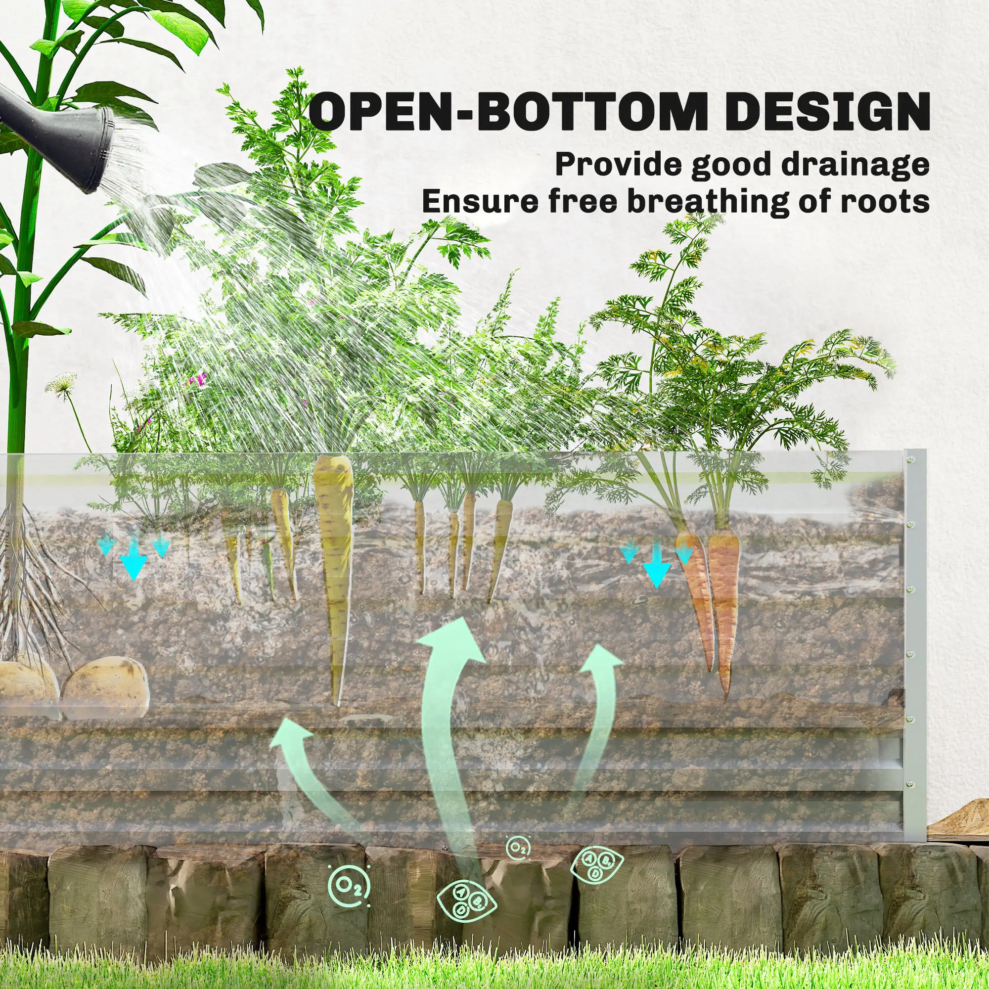 Greenhouse With Raised Garden Bed, Galvanized Metal Planter Box, 56" x 56" x 75", Green - Image 10