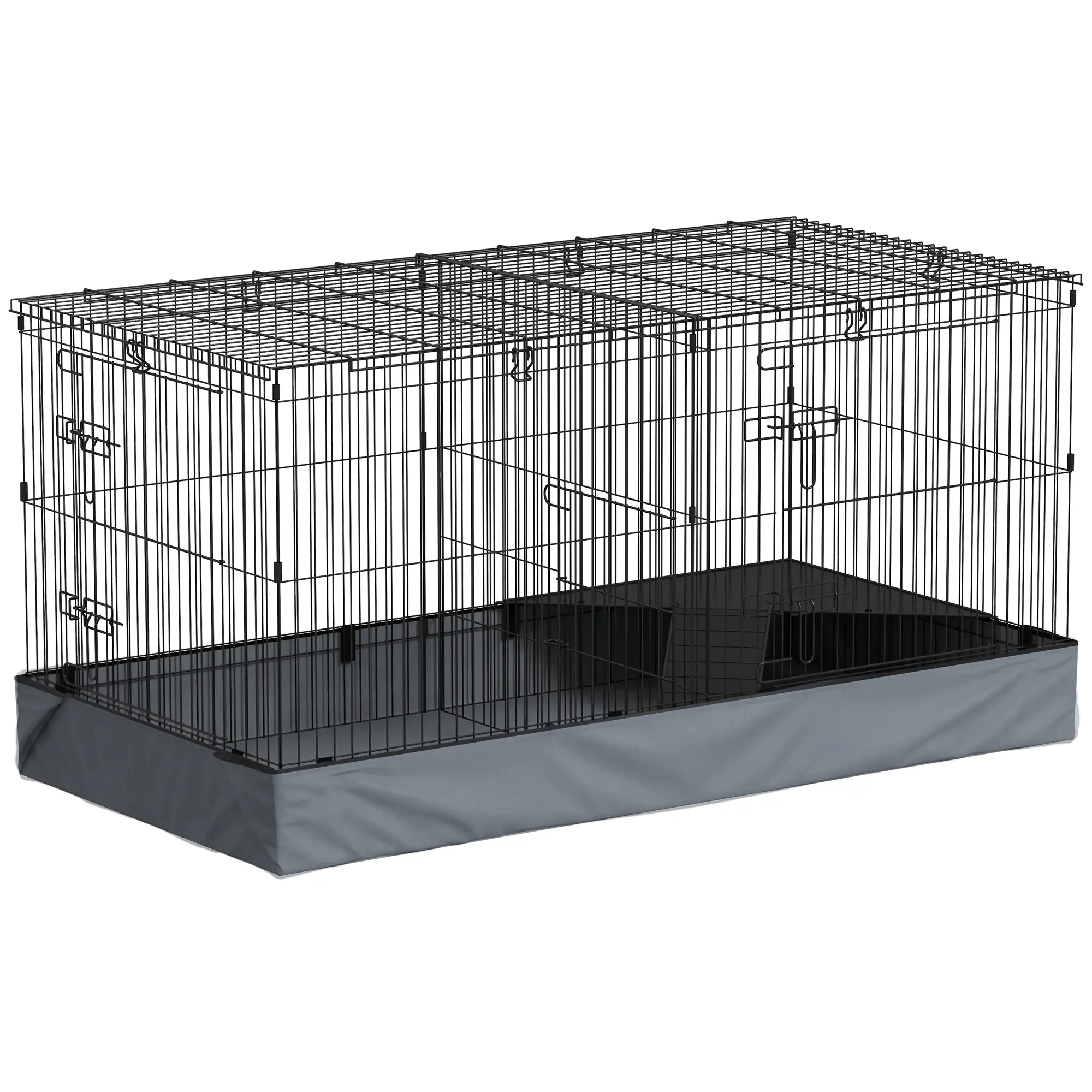 Guinea Pig Cage, Removable Top, 2 Areas, Waterproof Liner, Ramp, Perch - Image 11
