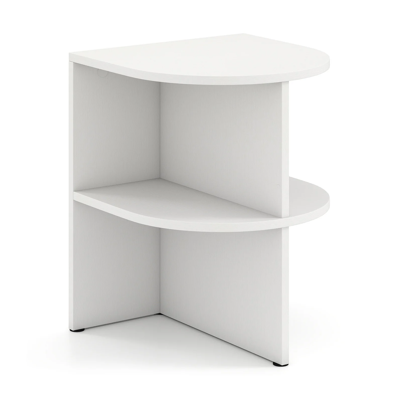 Half Round End Table with Open Shelves for Small Space, White - Image 5