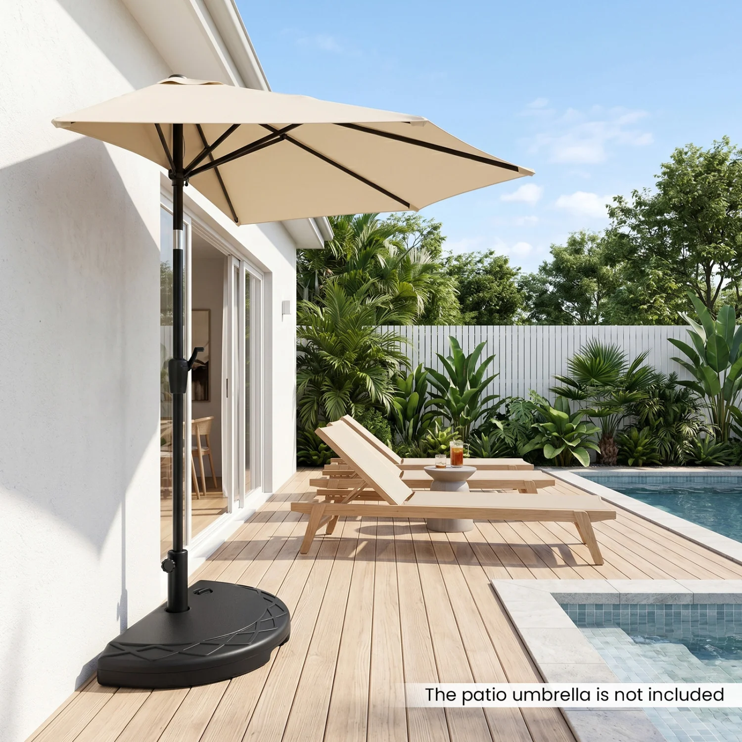 Half Round Patio Umbrella Base, 44 Lbs, Fillable - Image 3