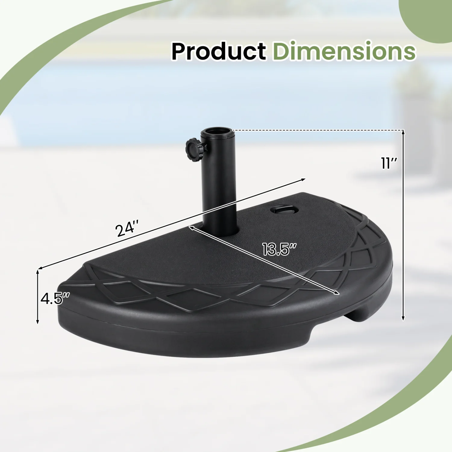Half Round Patio Umbrella Base, 44 Lbs, Fillable - Image 5