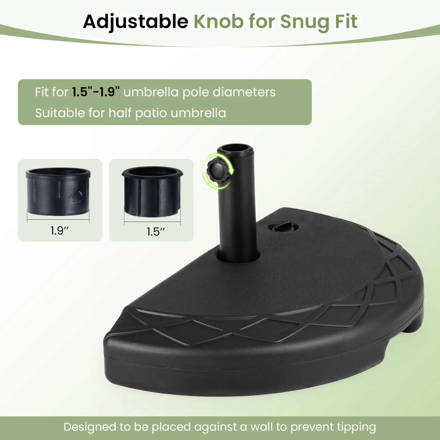 Half Round Patio Umbrella Base, 44 Lbs, Fillable - Image 7