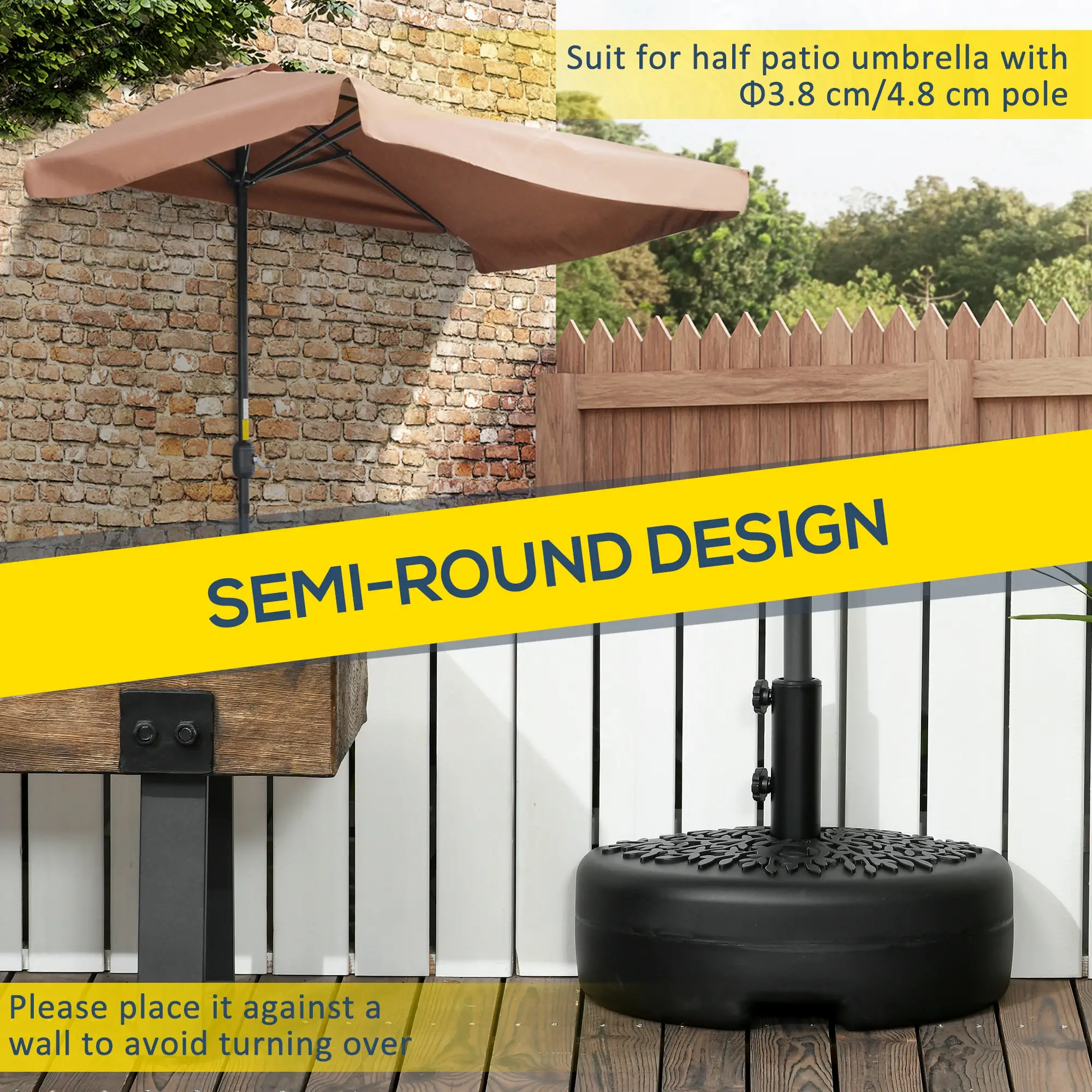 Half Round Umbrella Base, 40lb Water or 46lb Sand, Black - Image 4