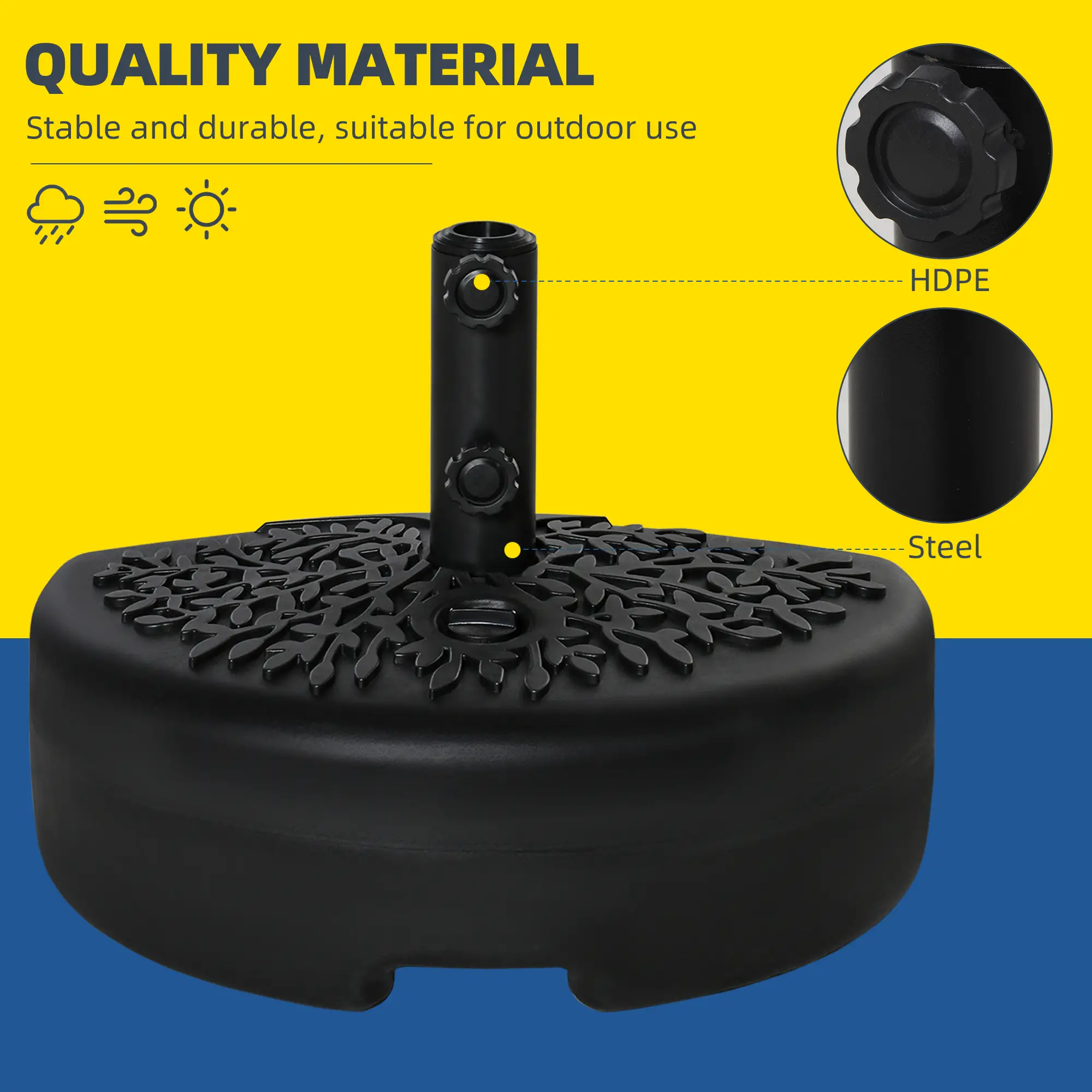 Half Round Umbrella Base, 40lb Water or 46lb Sand, Black - Image 6