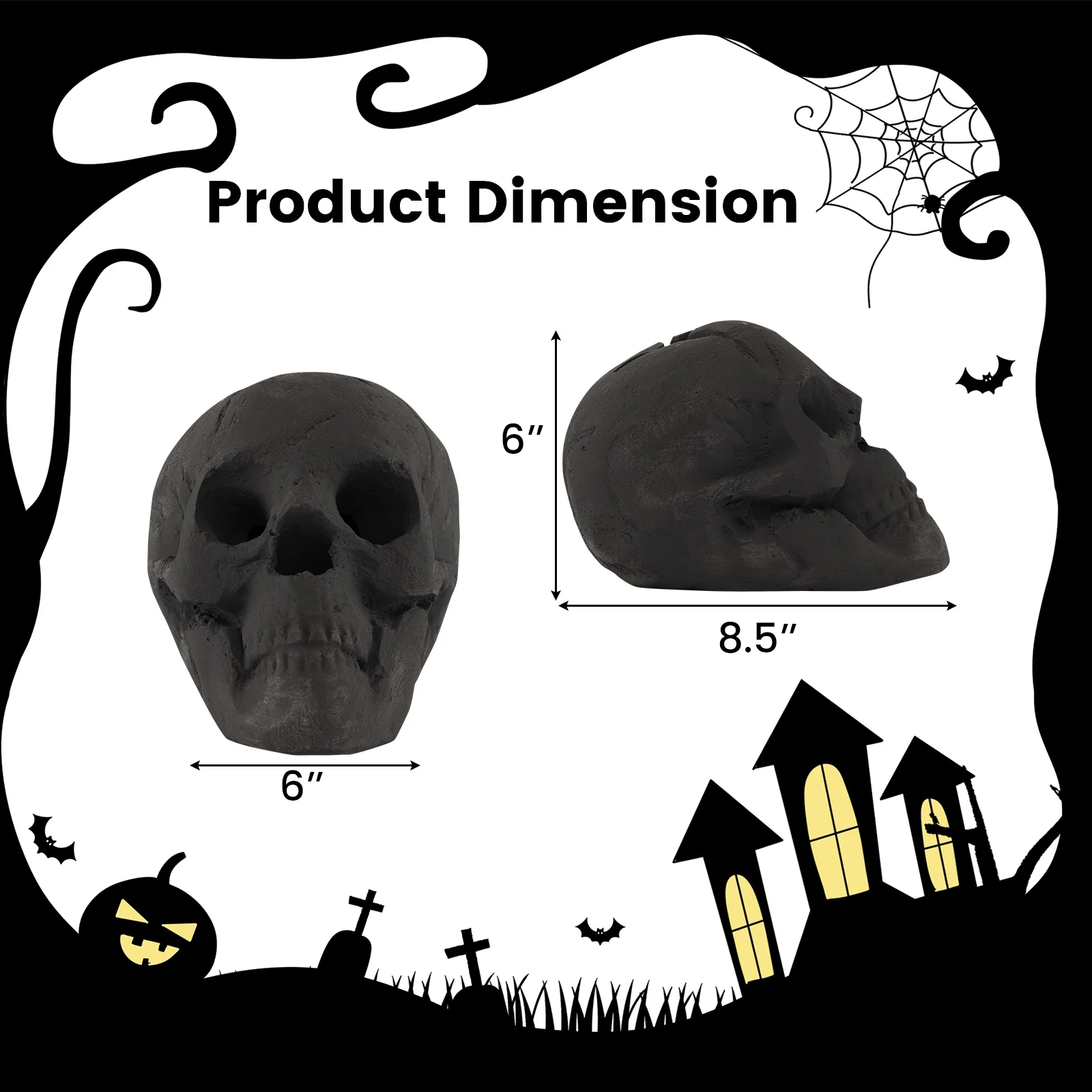 Halloween Fire Pit Skull Decoration, Black - Image 6