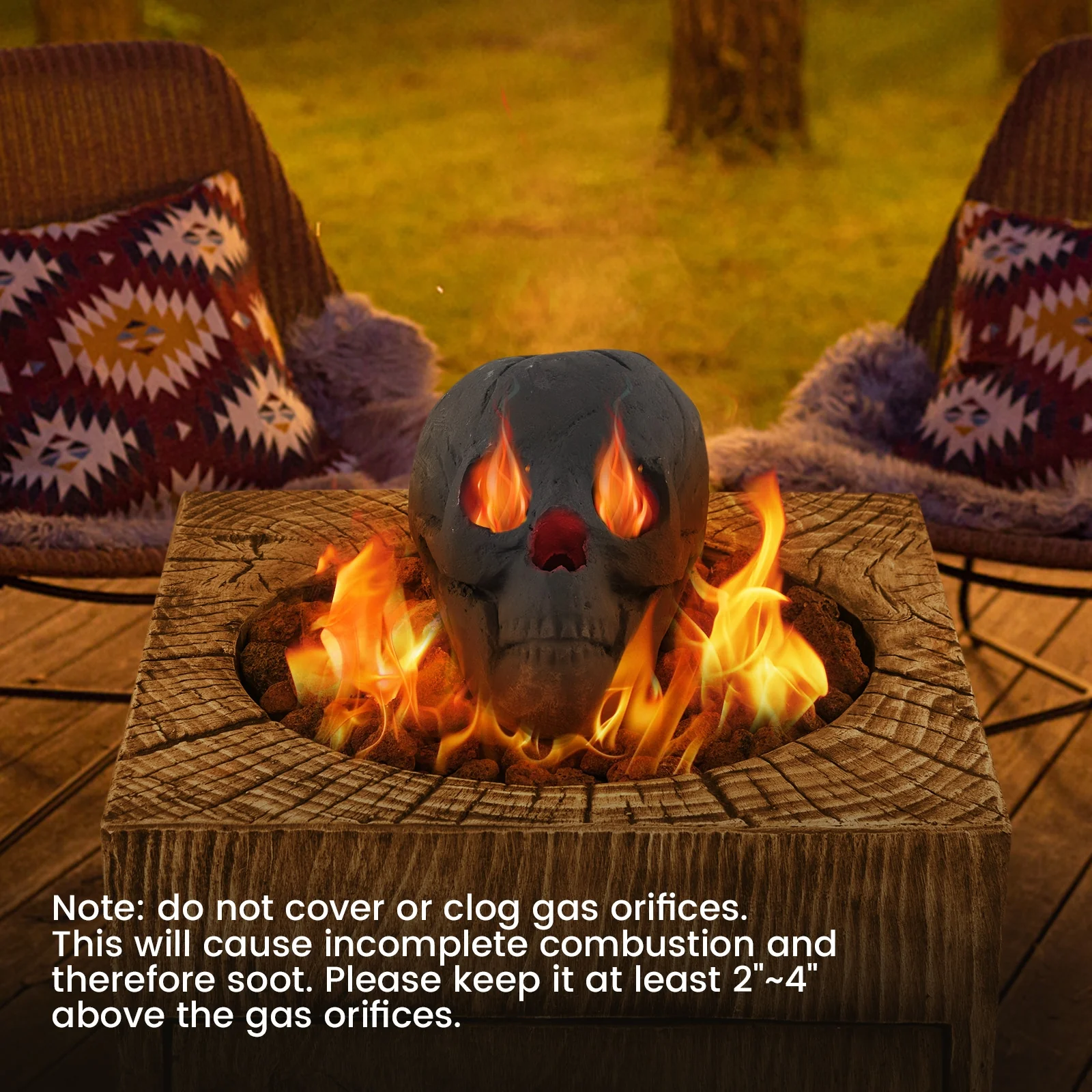 Halloween Fire Pit Skull Decoration, Black - Image 7