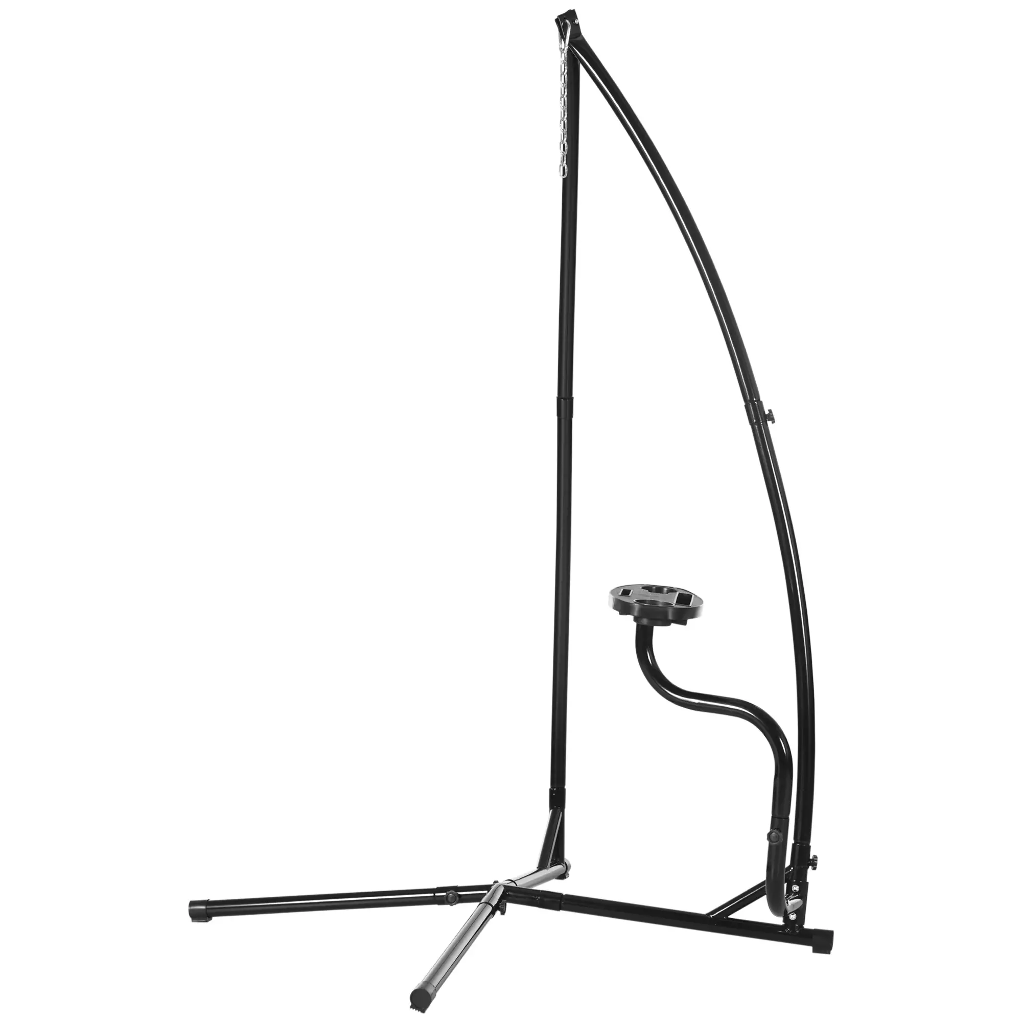 Hammock Chair Stand, Metal C-Stand with Tray, Indoor Outdoor, Black - Image 11