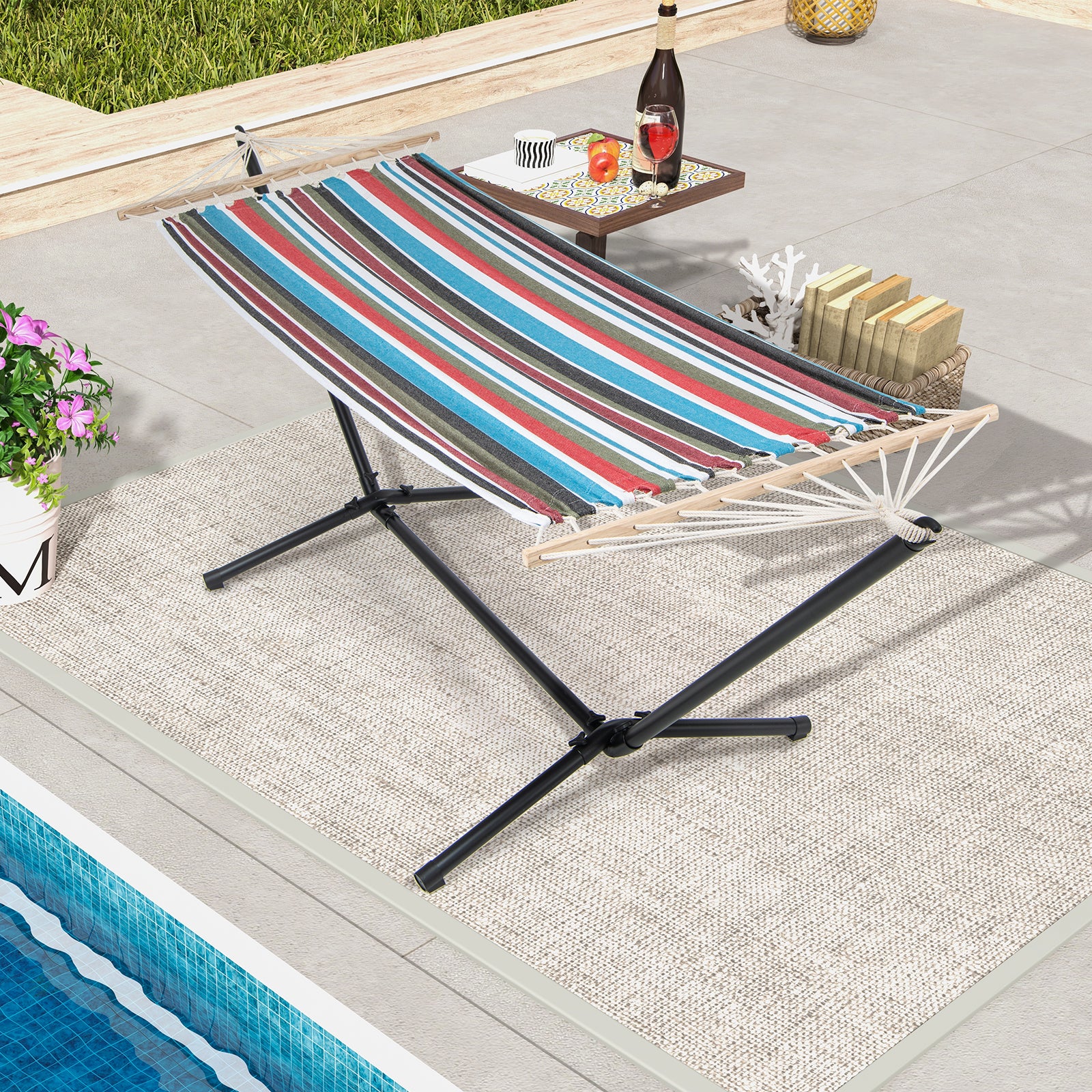 Hammock with Stand and Carrying Case, Multicolor - Image 2