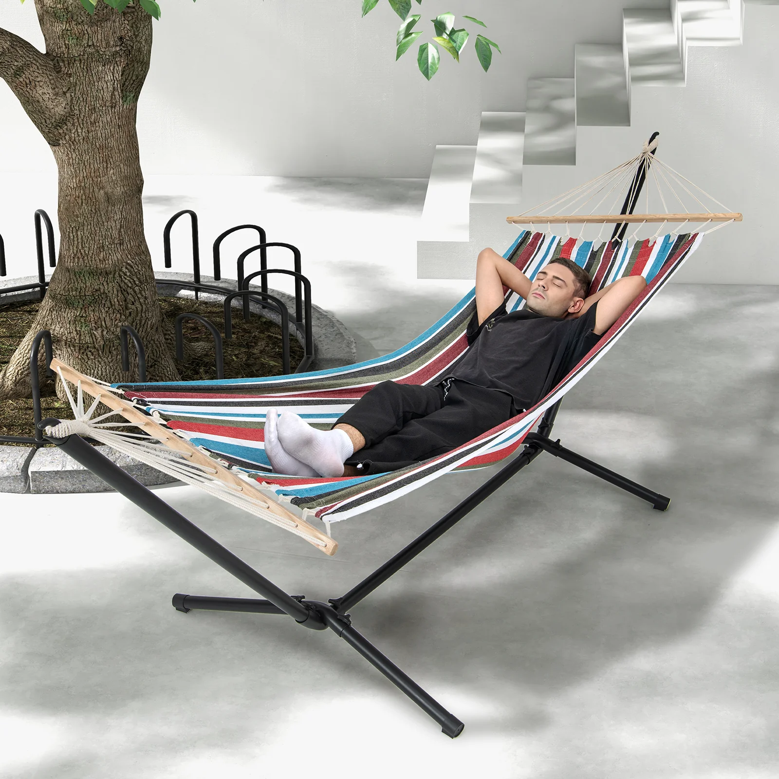 Hammock with Stand and Carrying Case, Multicolor - Image 3
