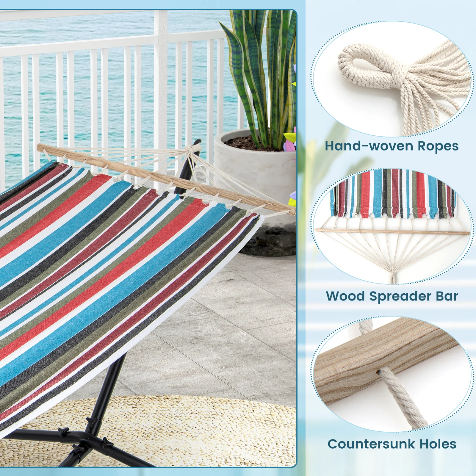 Hammock with Stand and Carrying Case, Multicolor - Image 9