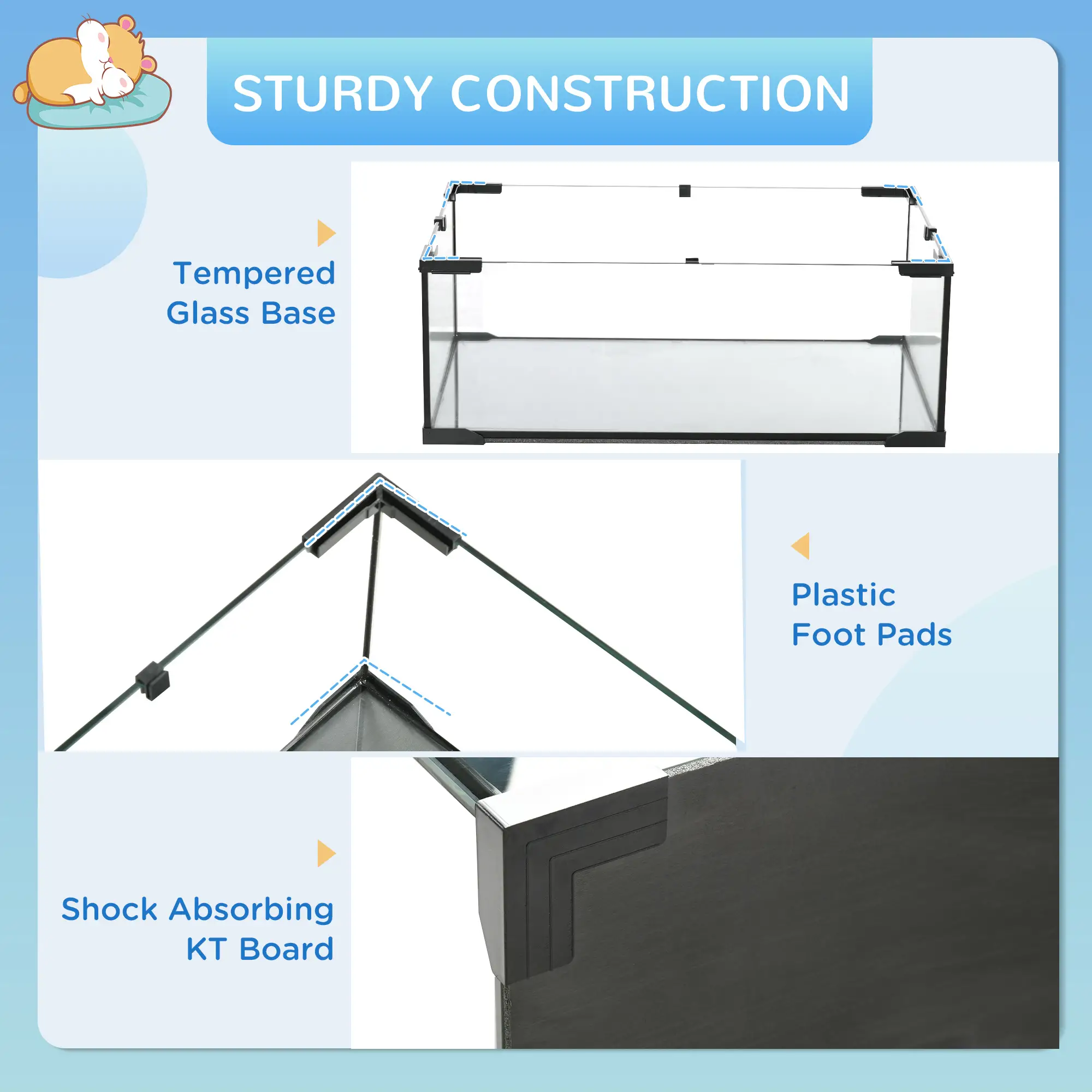 Hamster Cage, Gerbil Cage With Glass Basin, Black - Image 6