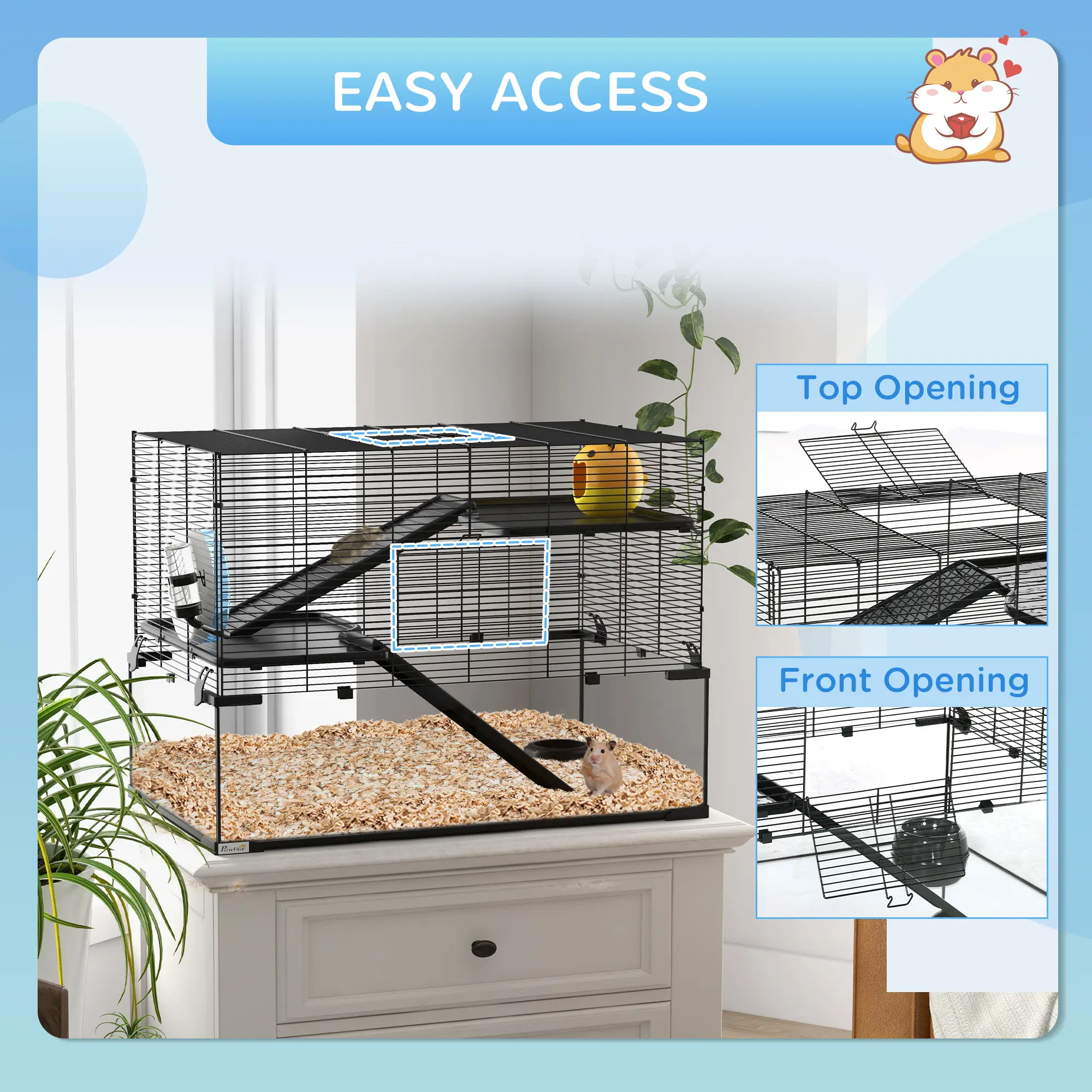Hamster Cage, Gerbil Cage With Glass Basin, Black - Image 7