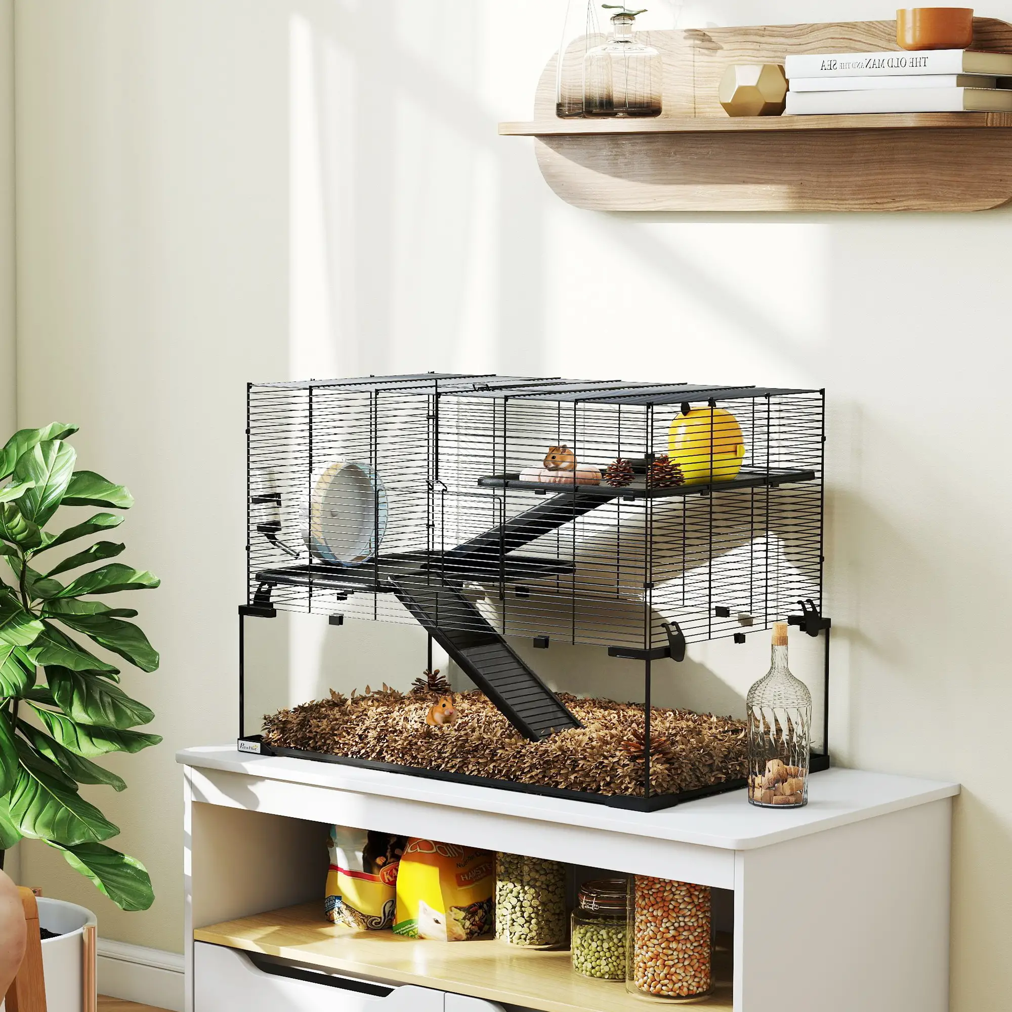 Hamster Cage, Gerbil Cage With Glass Basin, Black - Image 9