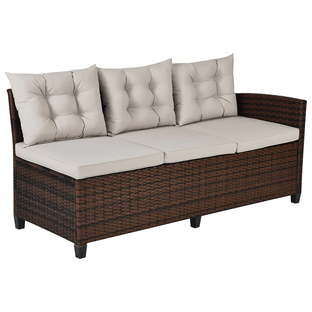 Hand-Woven Rattan Outdoor Sofa Set, 3 Pieces, Brown - Image 10