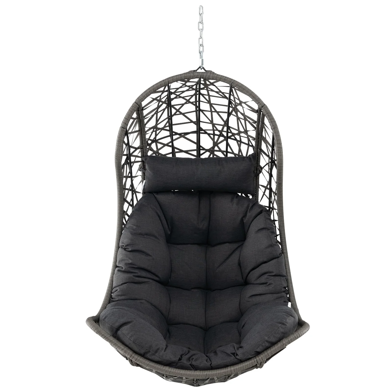 Hanging Egg Chair, PE Rattan Swing Hammock, Gray - Image 5