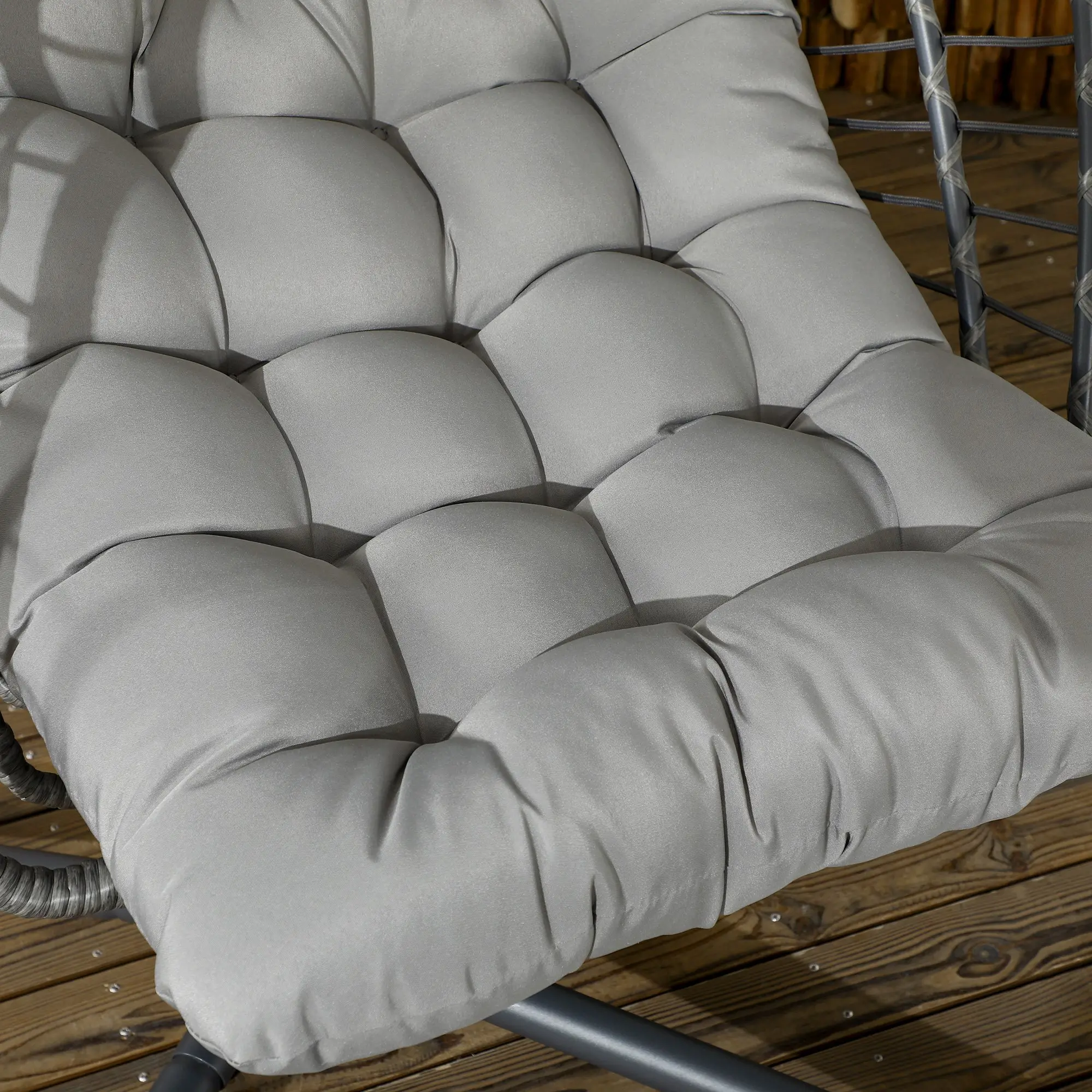 Hanging Egg Chair With Stand, Foldable Wicker Rattan Swing, Light Grey - Image 10