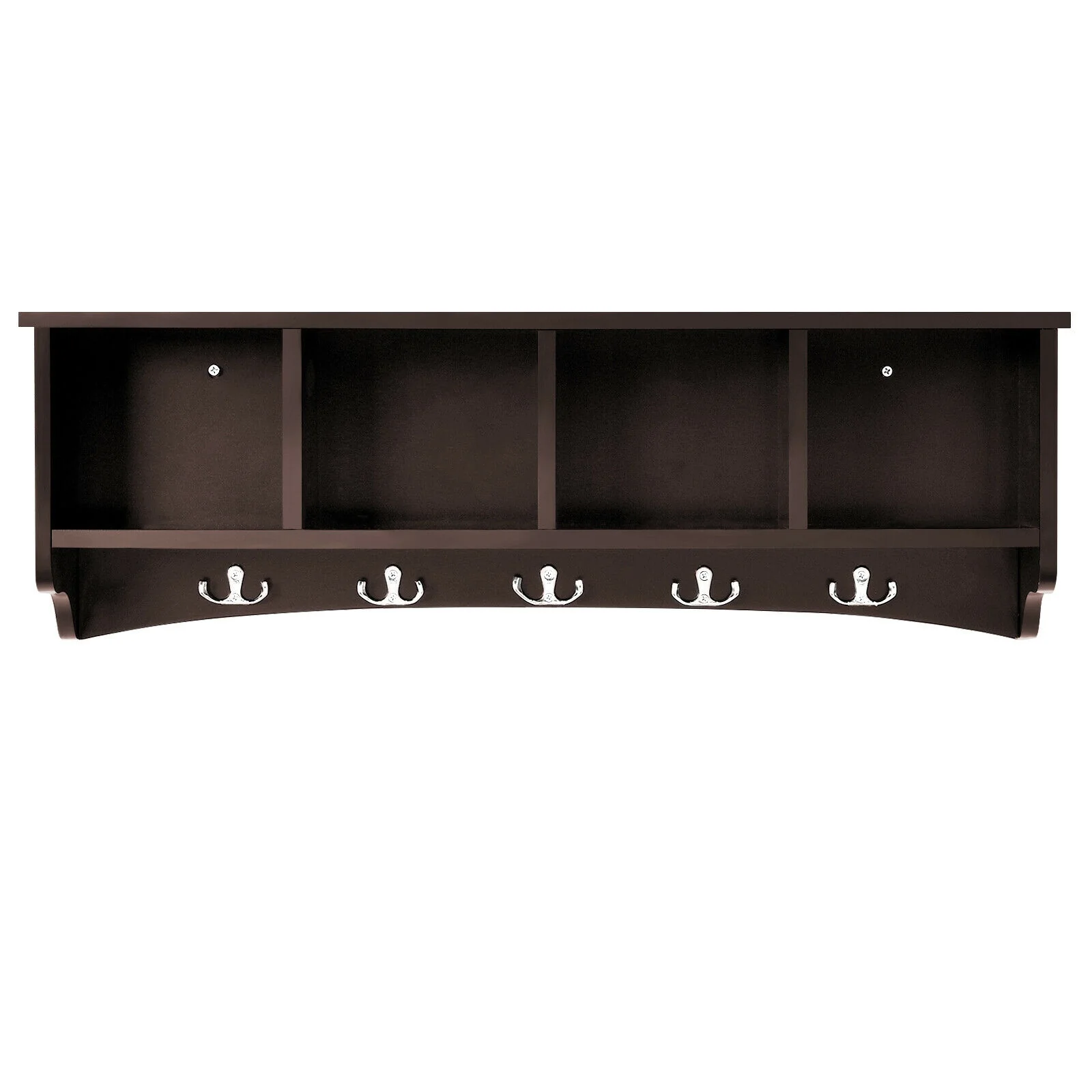 Hanging Entryway Shelf Coat Rack, Wall Mounted Storage Cabinet, Brown - Image 4