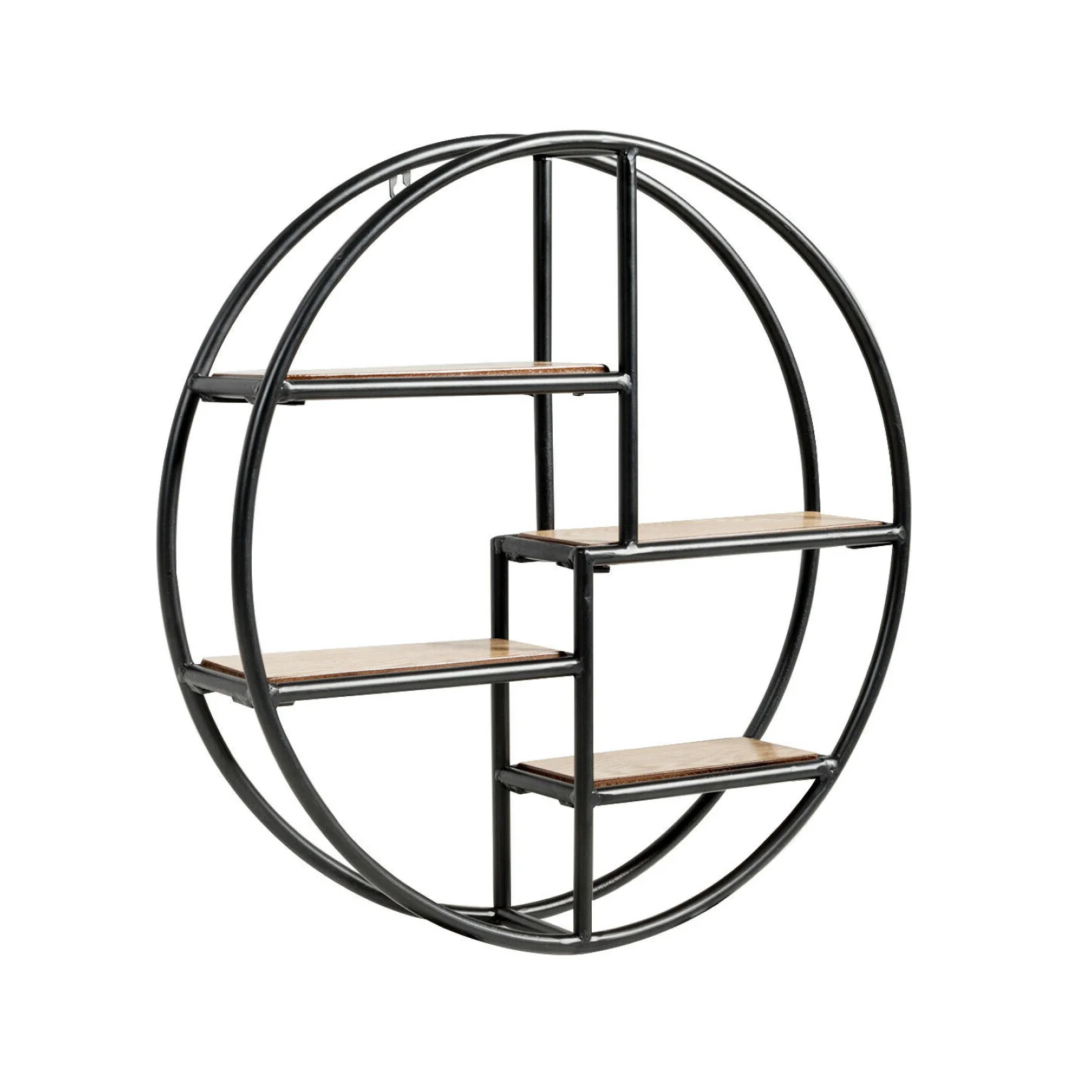 Hanging Storage Shelf Circular Wall-Mounted 4-Tier Rack, Black