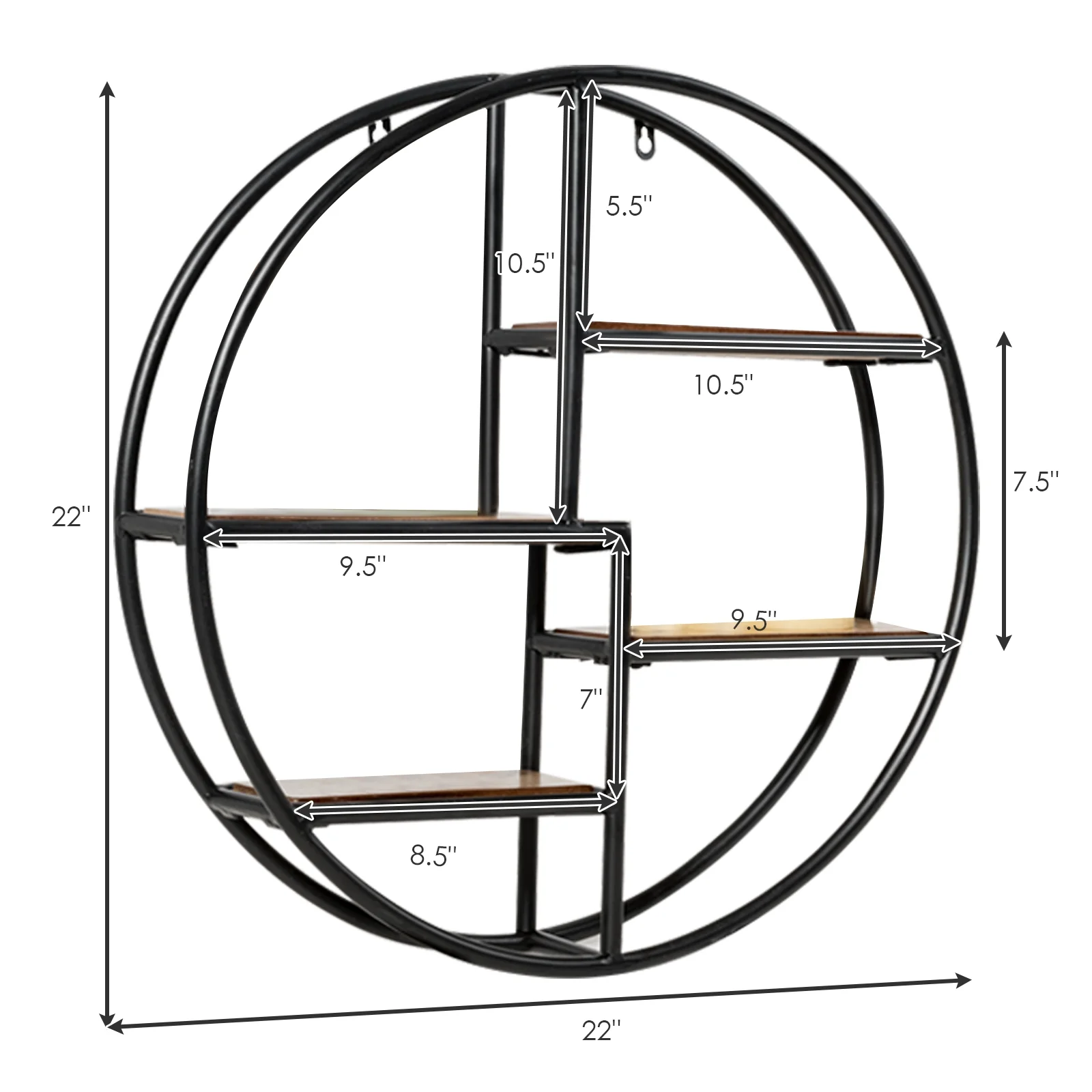 Hanging Storage Shelf Circular Wall-Mounted 4-Tier Rack, Black - Image 6